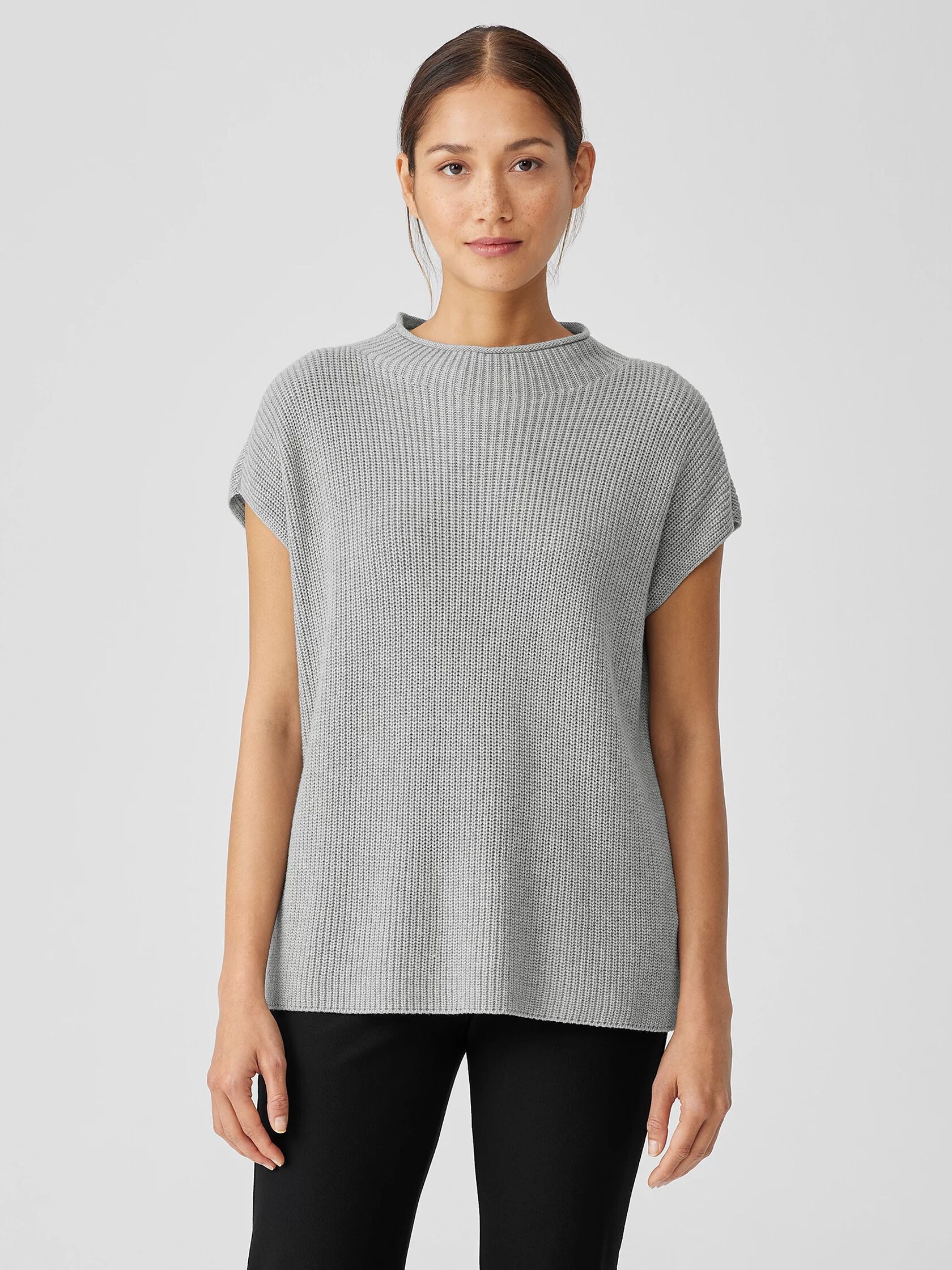 Peruvian Cotton Blend Funnel Neck Top