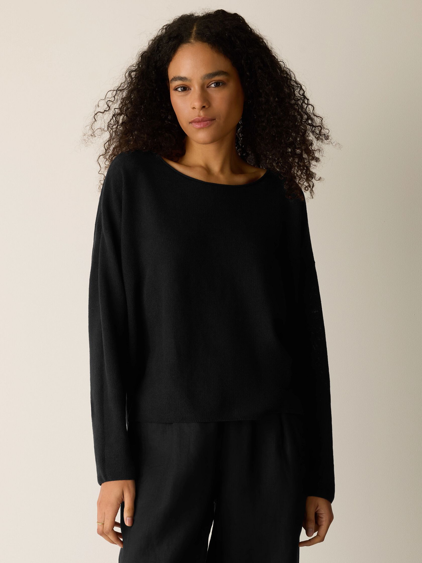 Organic Linen Cotton Jewel Neck Box-Top