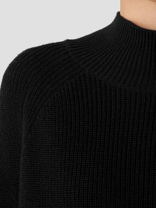 Merino Cropped Turtleneck Top in Regenerative Wool