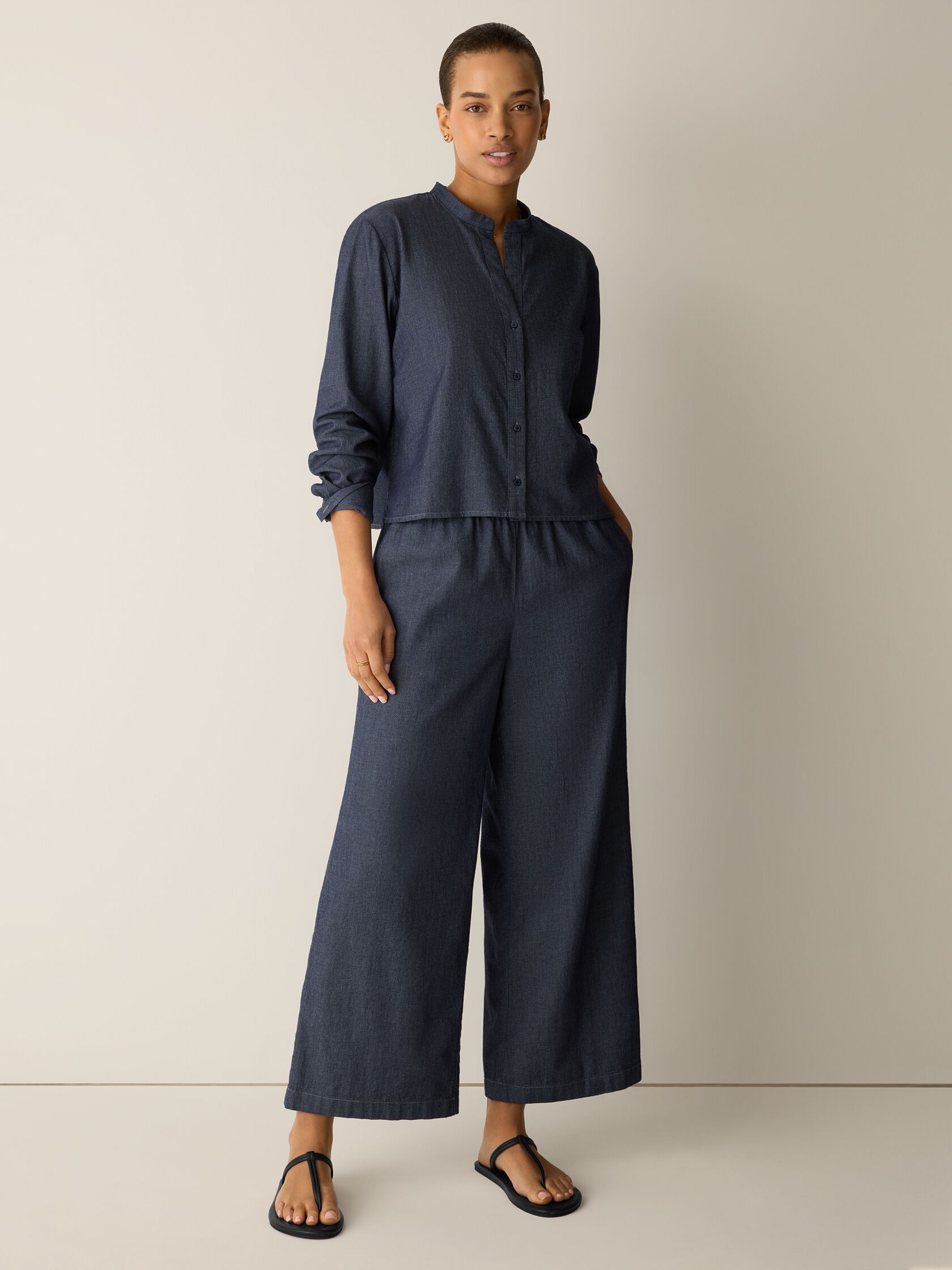 Airy Organic Cotton Twill Wide-Leg Pant