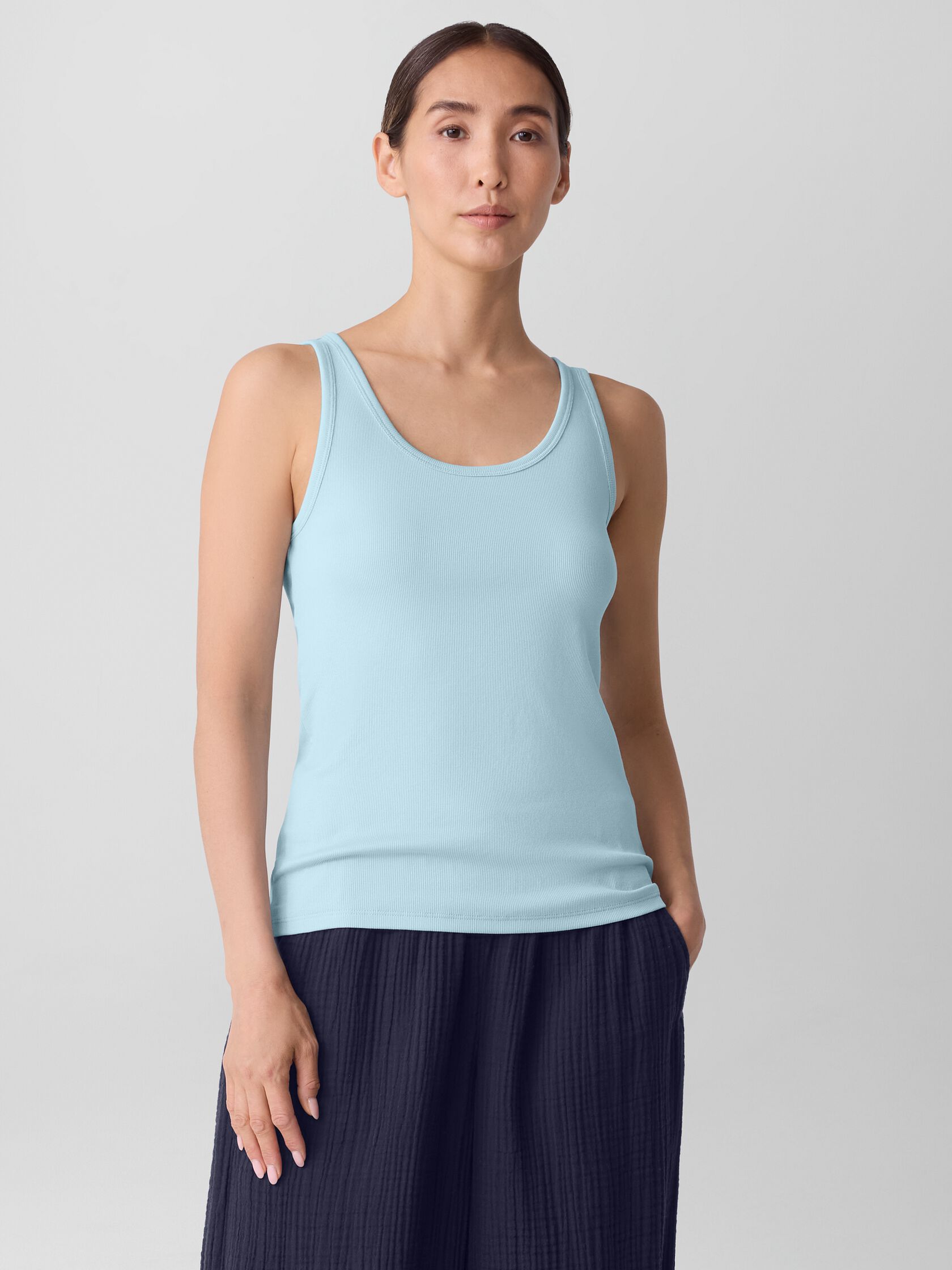Organic Cotton Stretch Rib Scoop Neck Tank