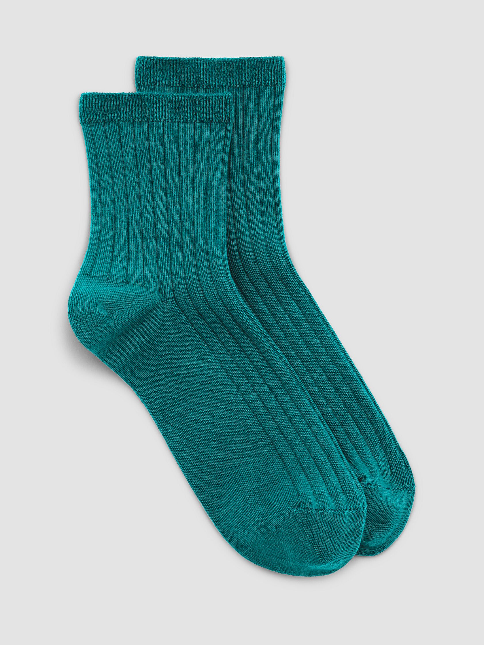 Cotton Wide-Rib Short Crew Sock
