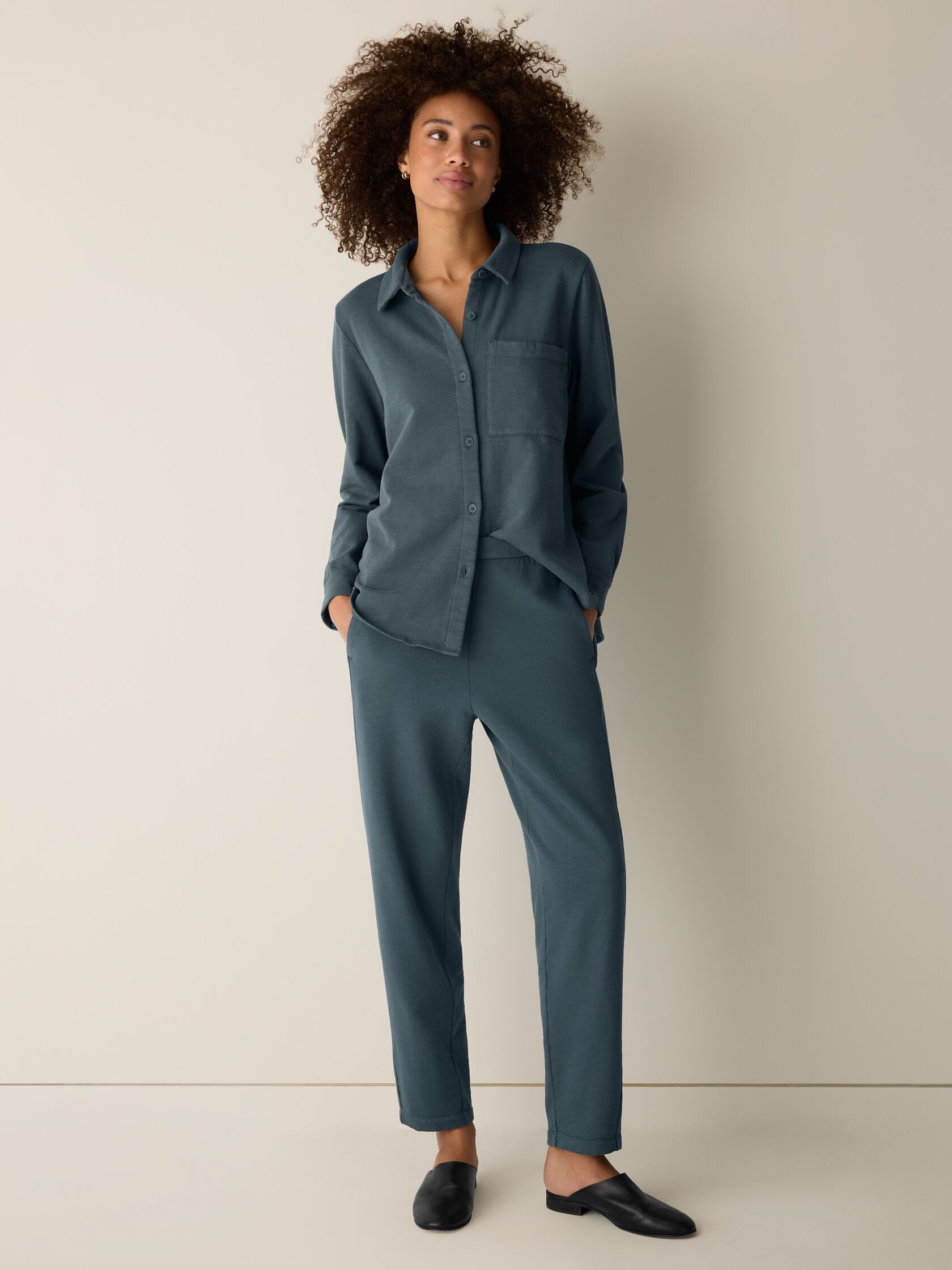 Garment-Dyed Organic Cotton Terry Slouchy Pant