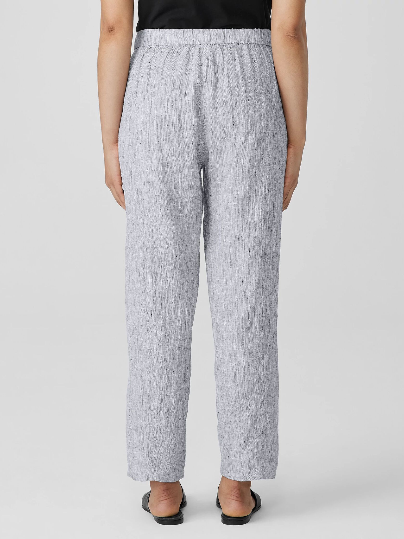 Striped Organic Linen Crinkle Lantern Pant