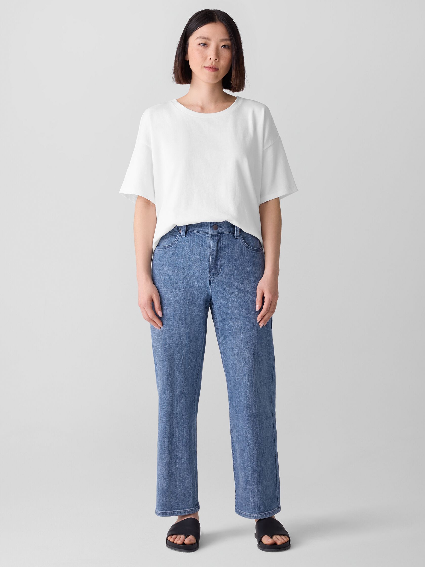 Cotton Stretch Denim Straight Jean