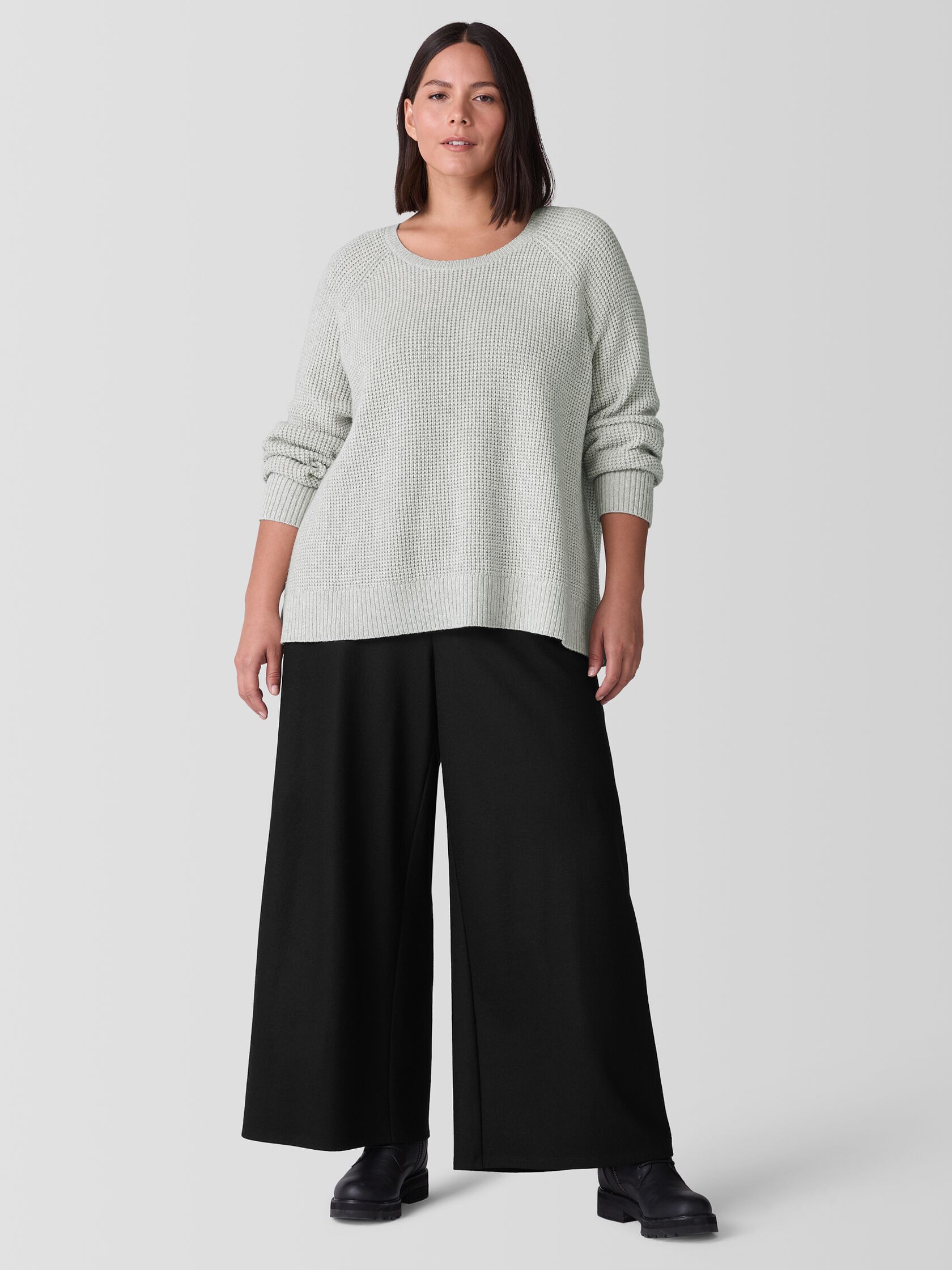 Cotton and Recycled Cashmere Thermal Crew Neck Top