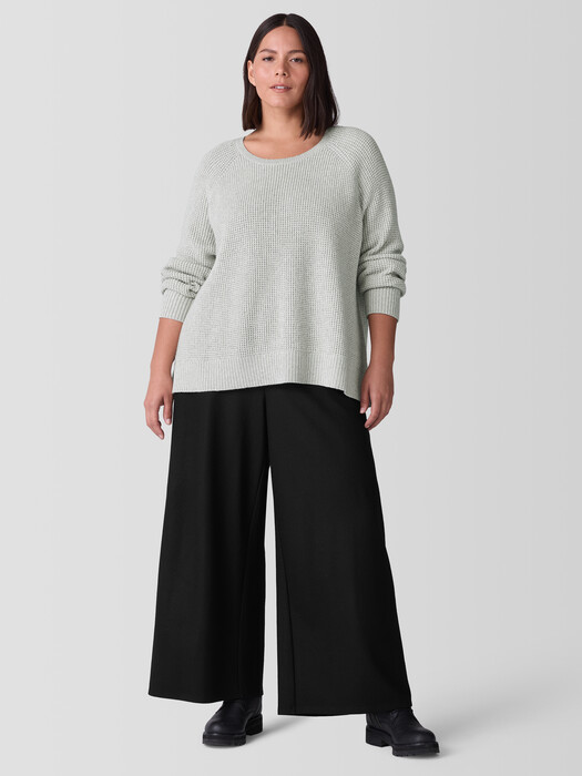 Cotton and Recycled Cashmere Thermal Crew Neck Top