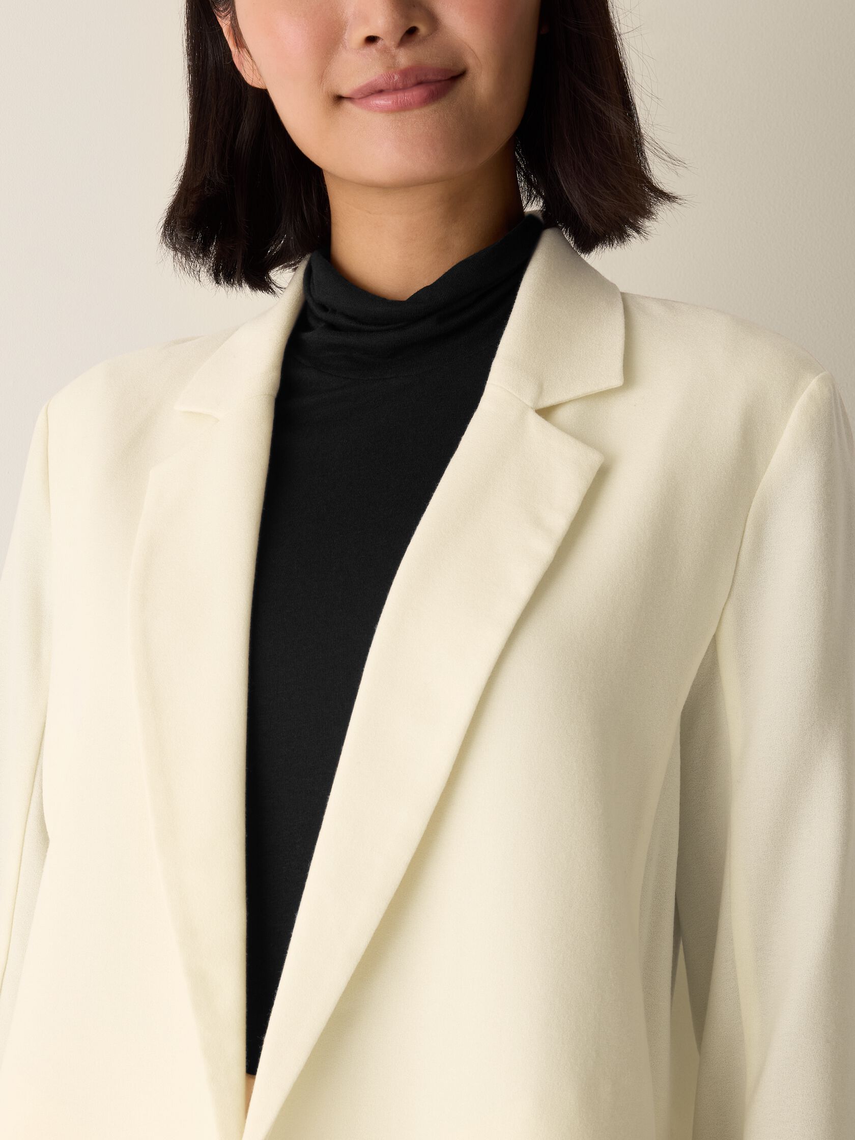 Stretch Wool Crepe Long Blazer