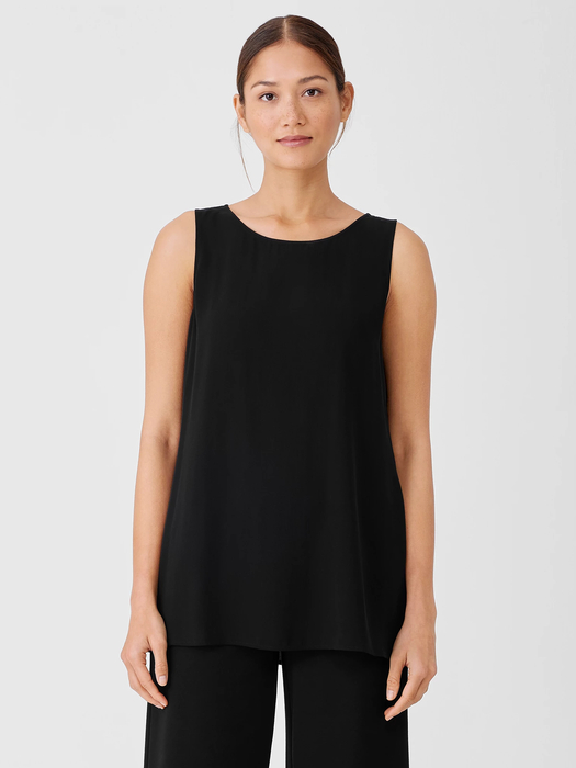 Silk Georgette Crepe Ballet Neck Tank