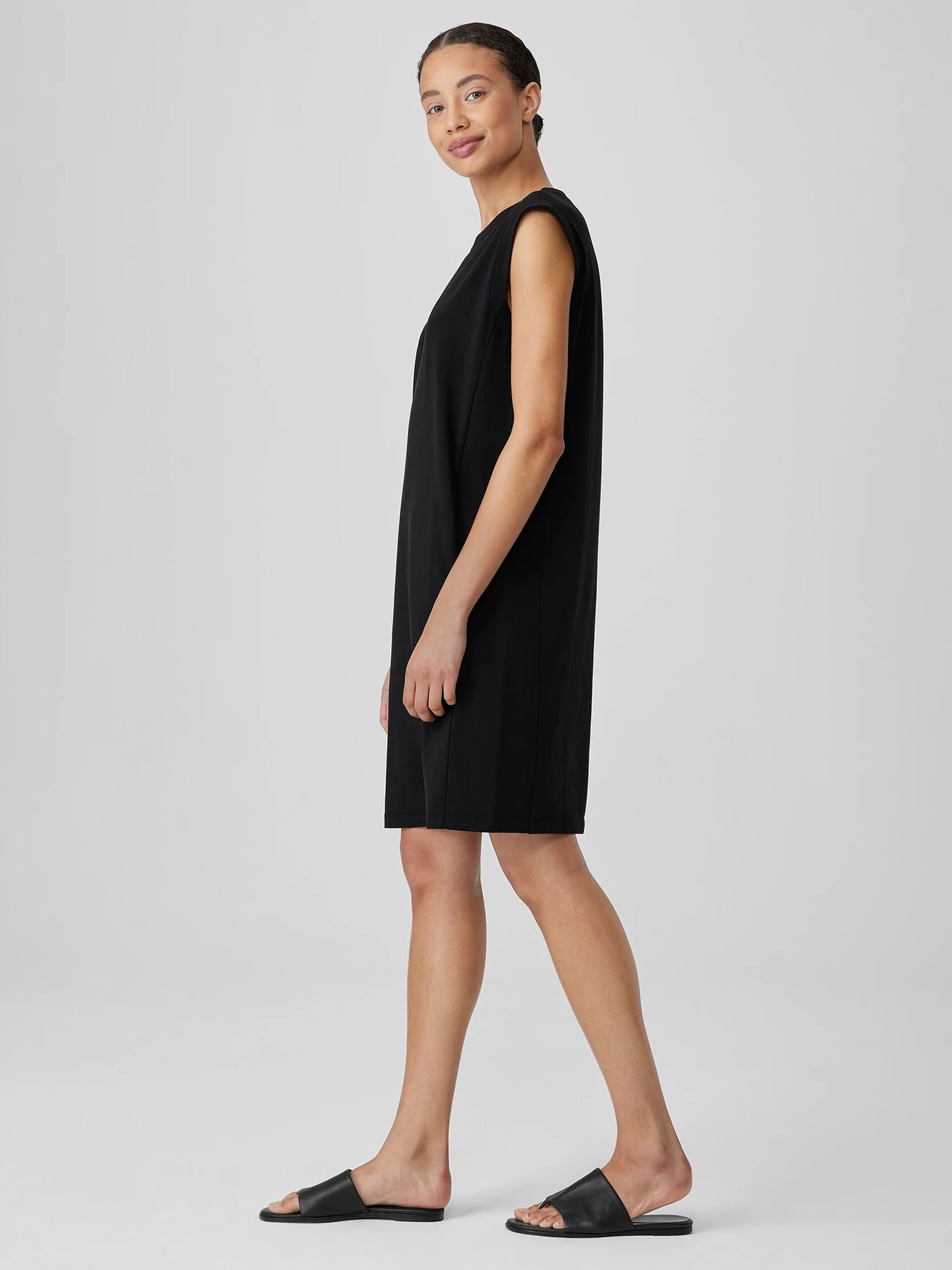 Pima Cotton Stretch Jersey Round Neck Dress