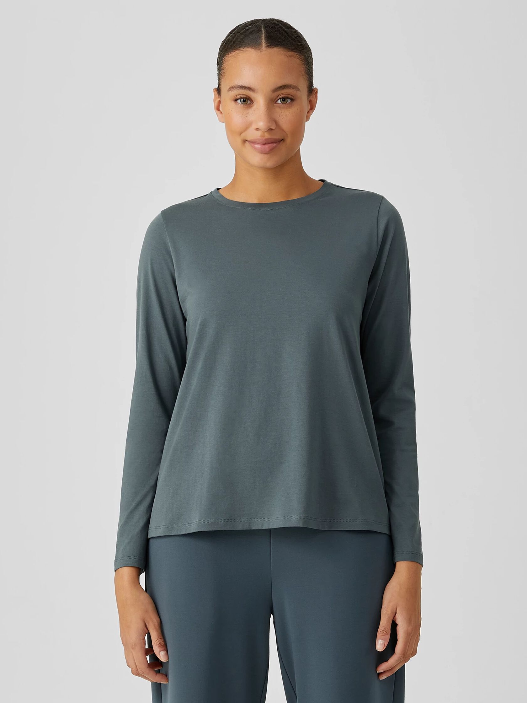 Organic Pima Cotton Jersey Round Neck Top