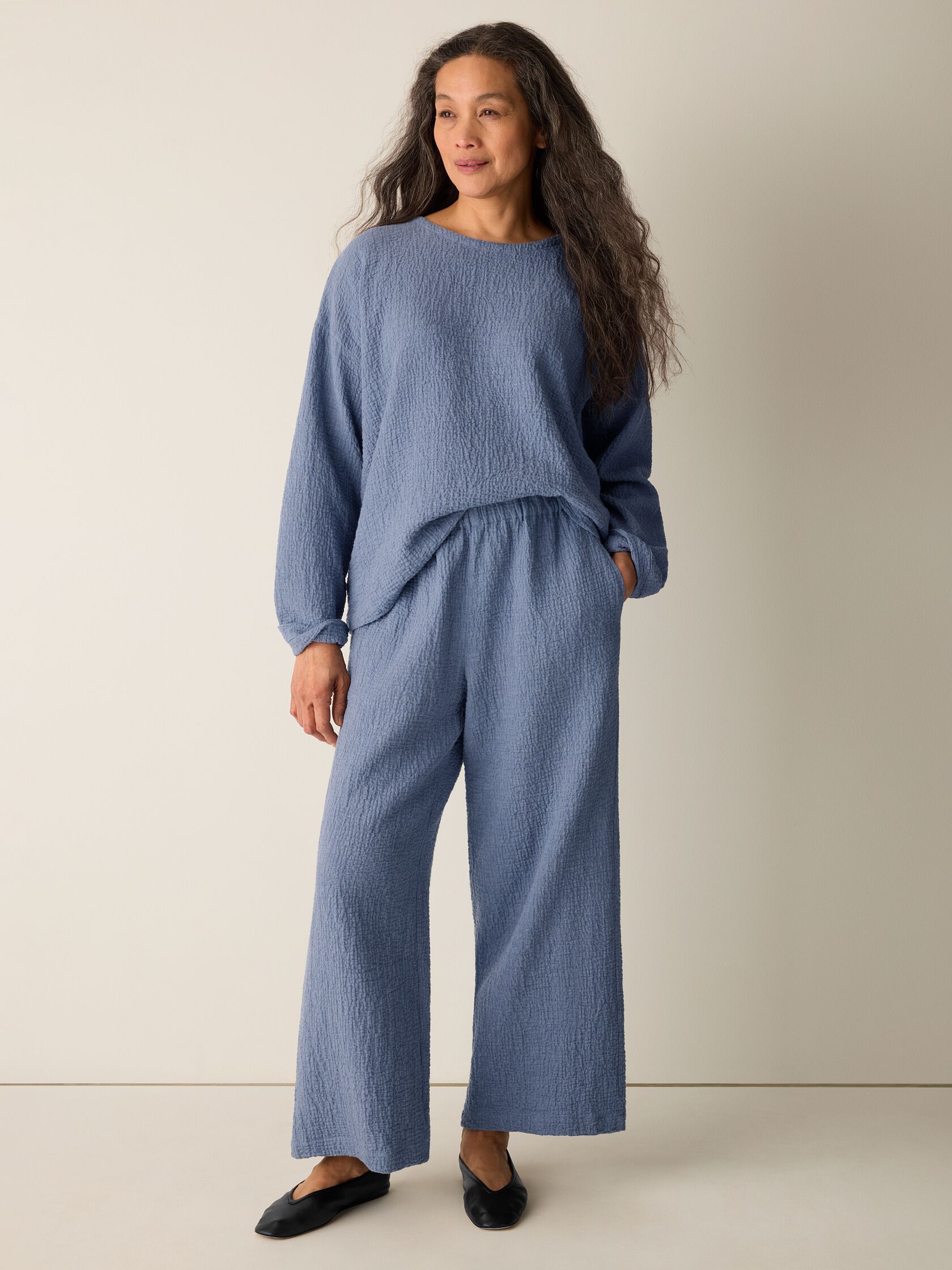 Organic Cotton Doubleweave Round Neck Box-Top