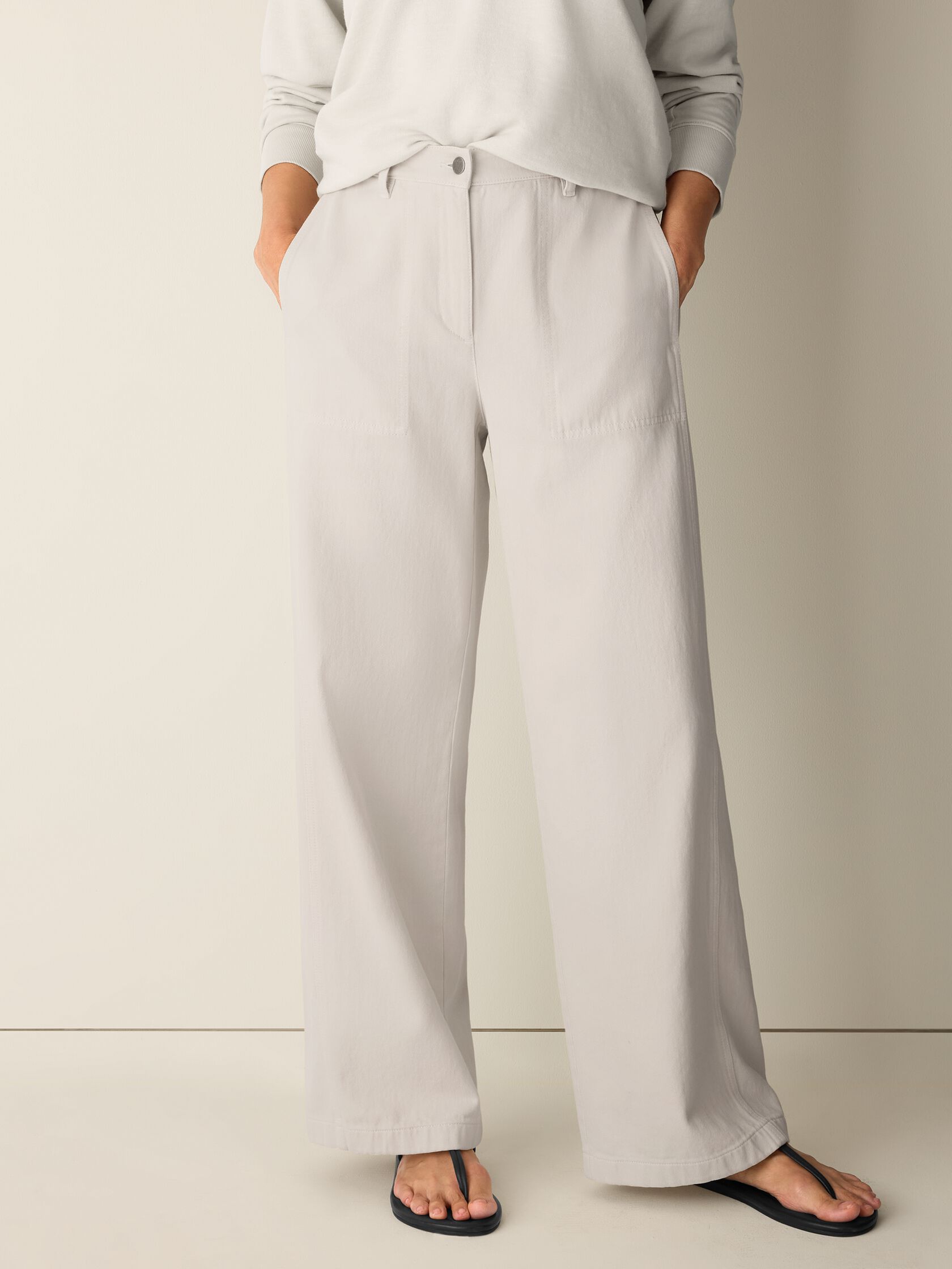 Garment-Dyed Utility Cotton Wide-Leg Pant
