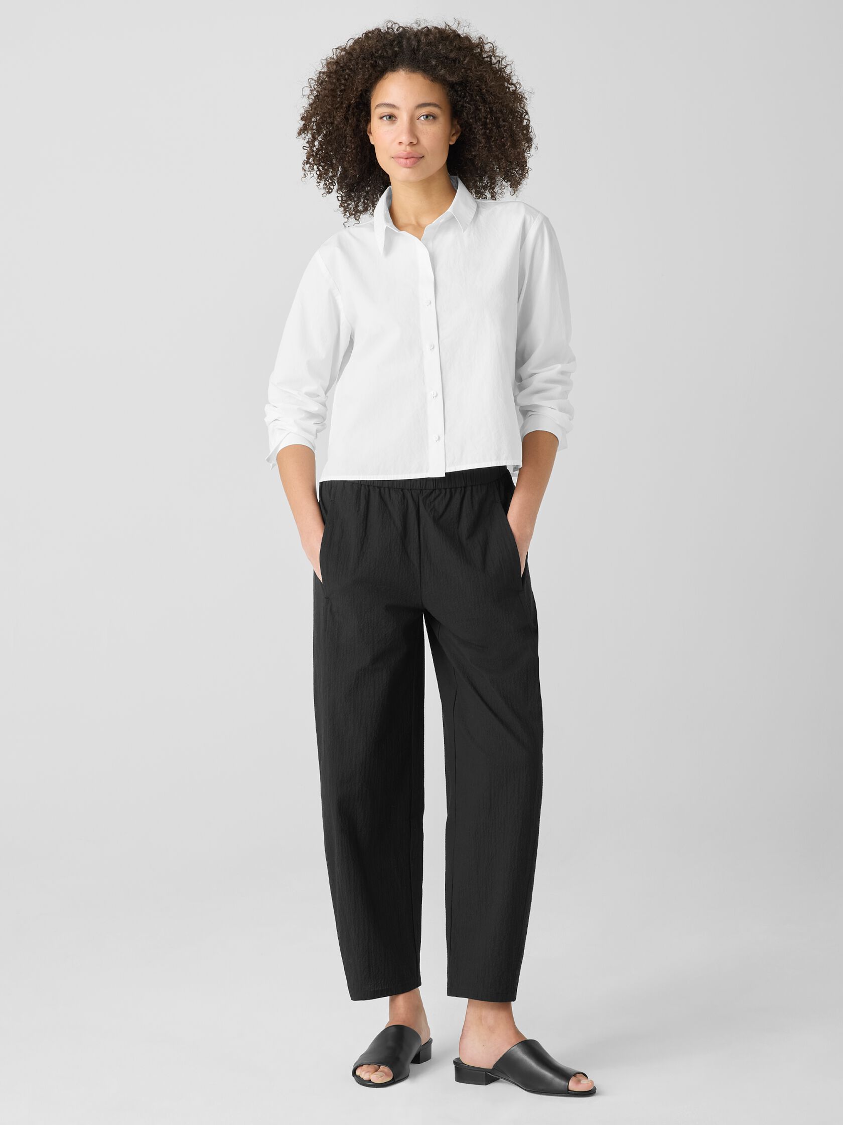 Washed Organic Cotton Poplin Classic Collar Short Shirt