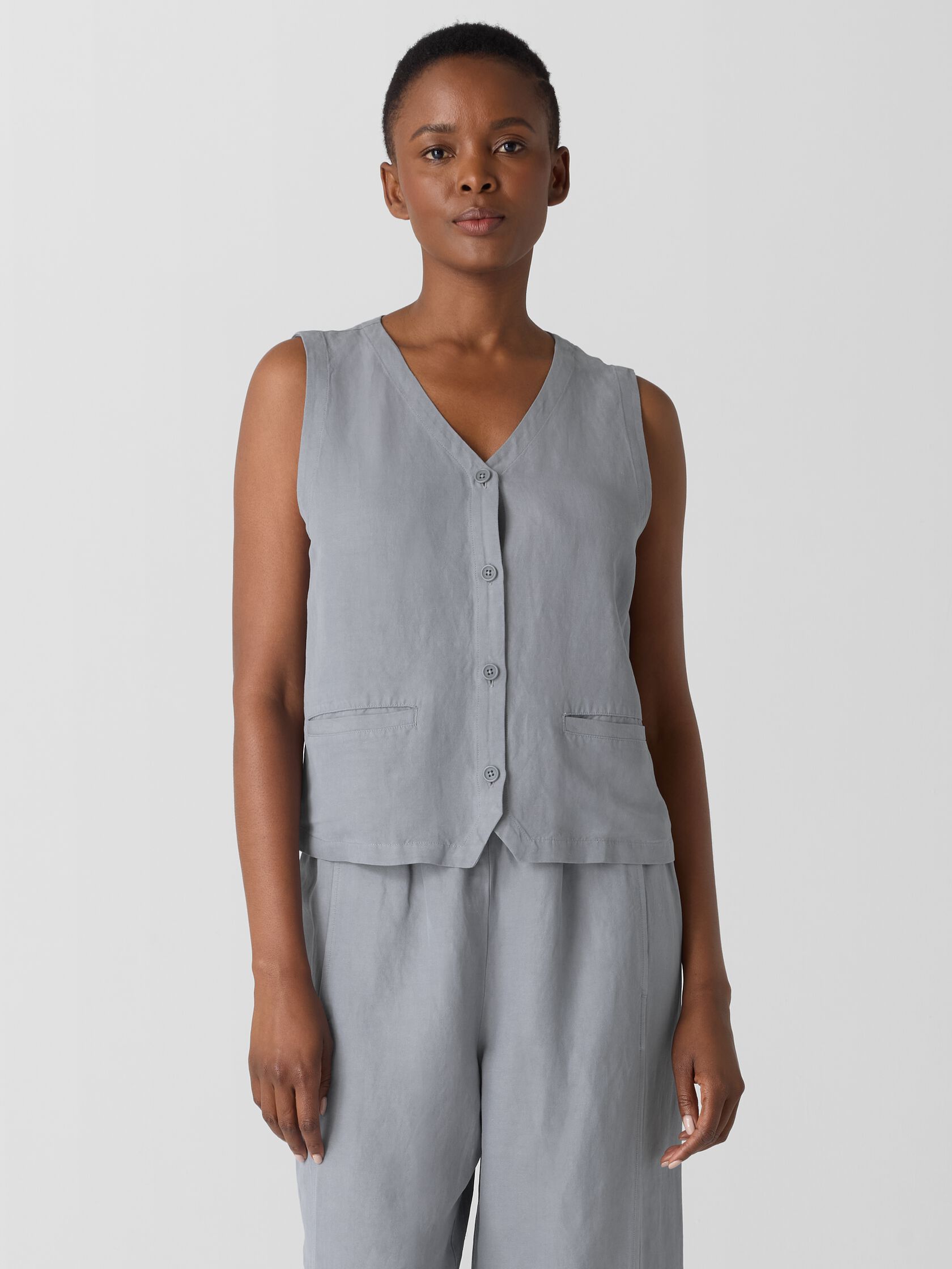 Linen Silk Twill Vest