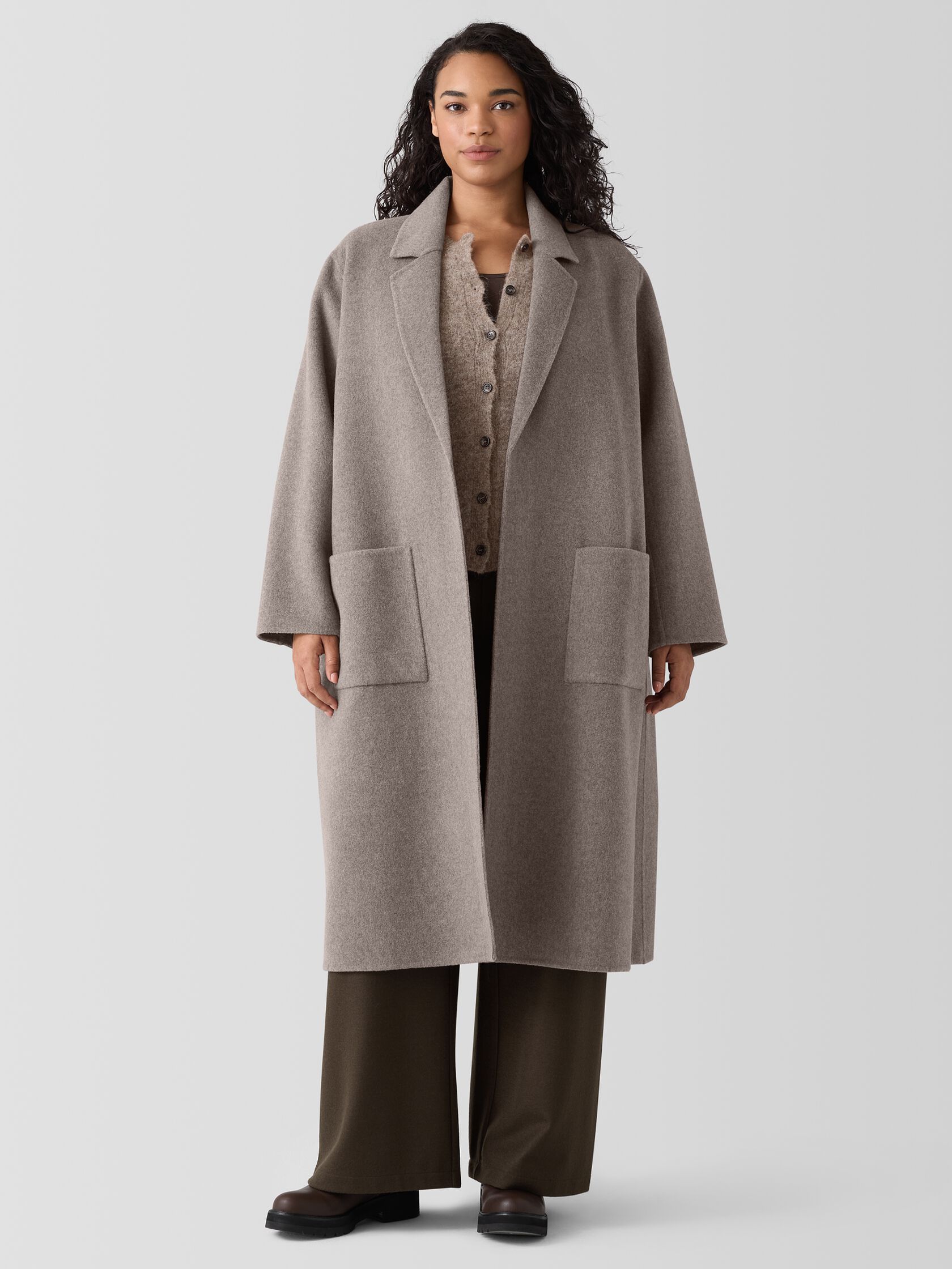 Doubleface Wool Cloud Notch Collar Coat