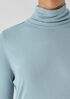 Ribbed Pima Cotton Blend Turtleneck Top