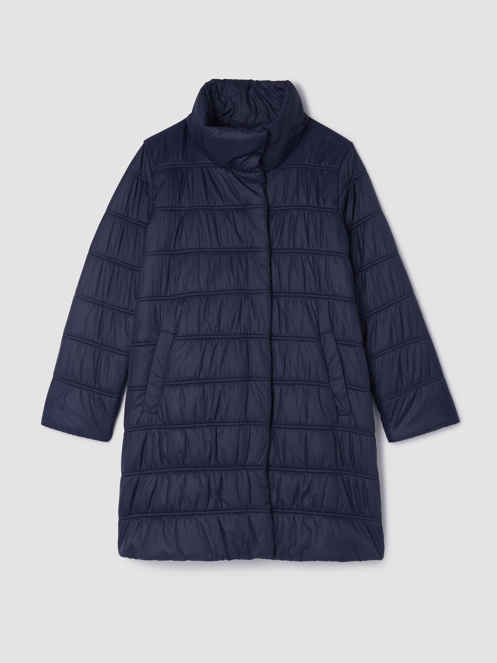 Eggshell Recycled Nylon Ruched Coat