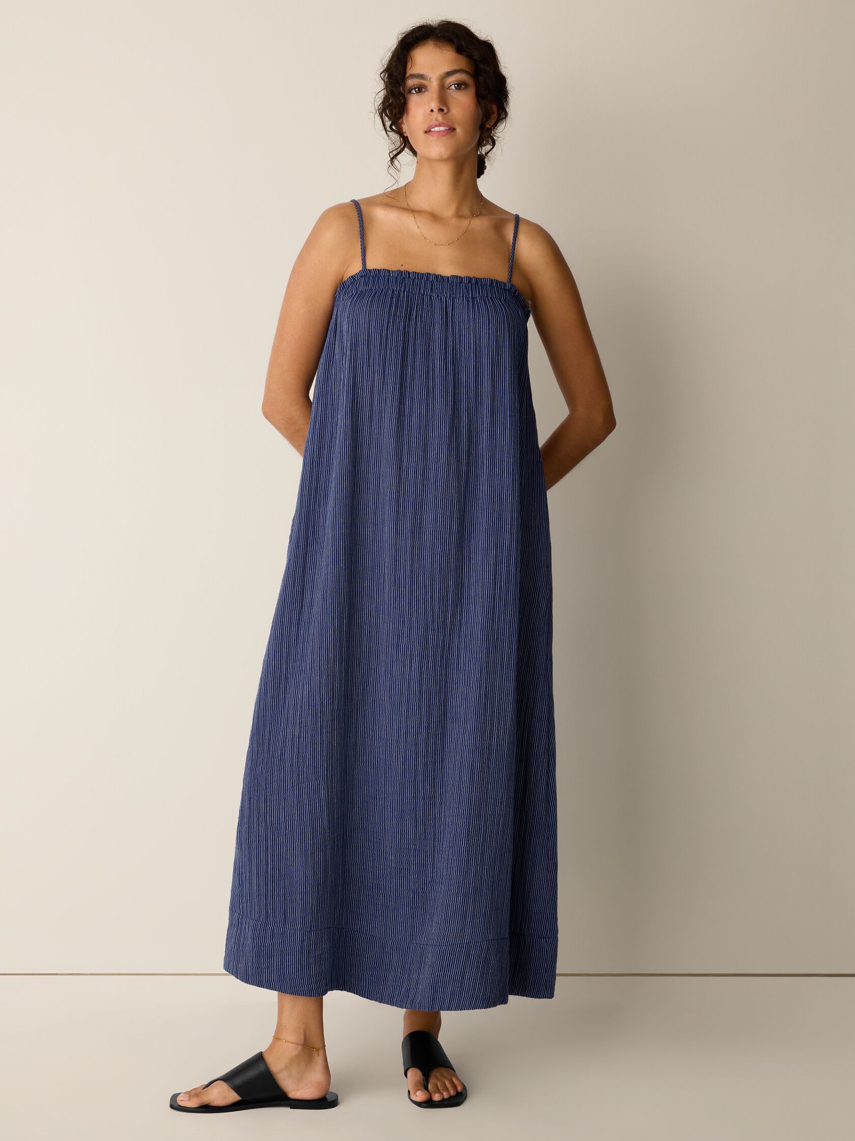 Striped Organic Cotton Gauze Cami Dress