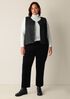 Mélange Sheer Cotton Blend Knit Turtleneck Top