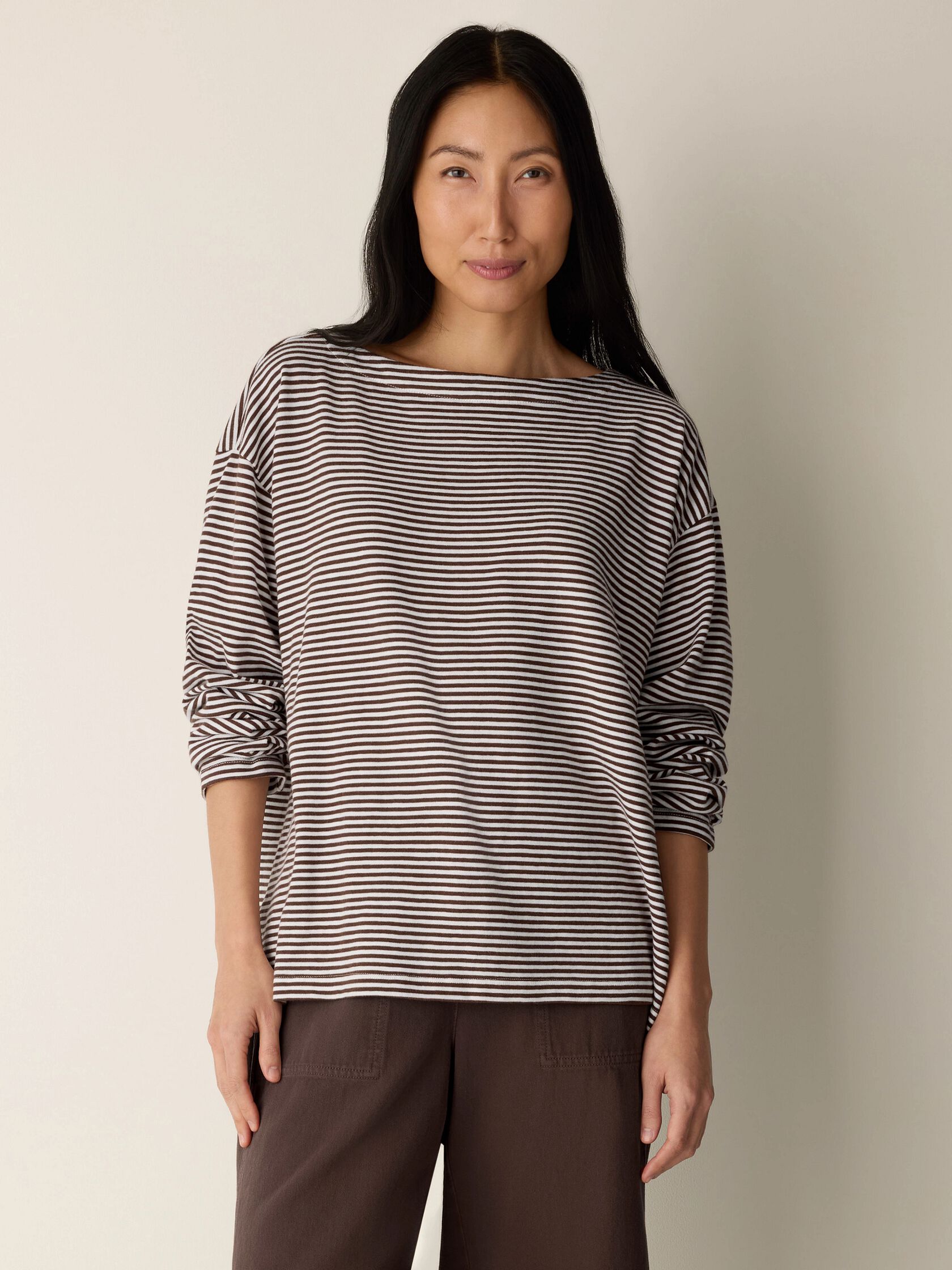 Striped Organic Cotton Slub Bateau Neck Top
