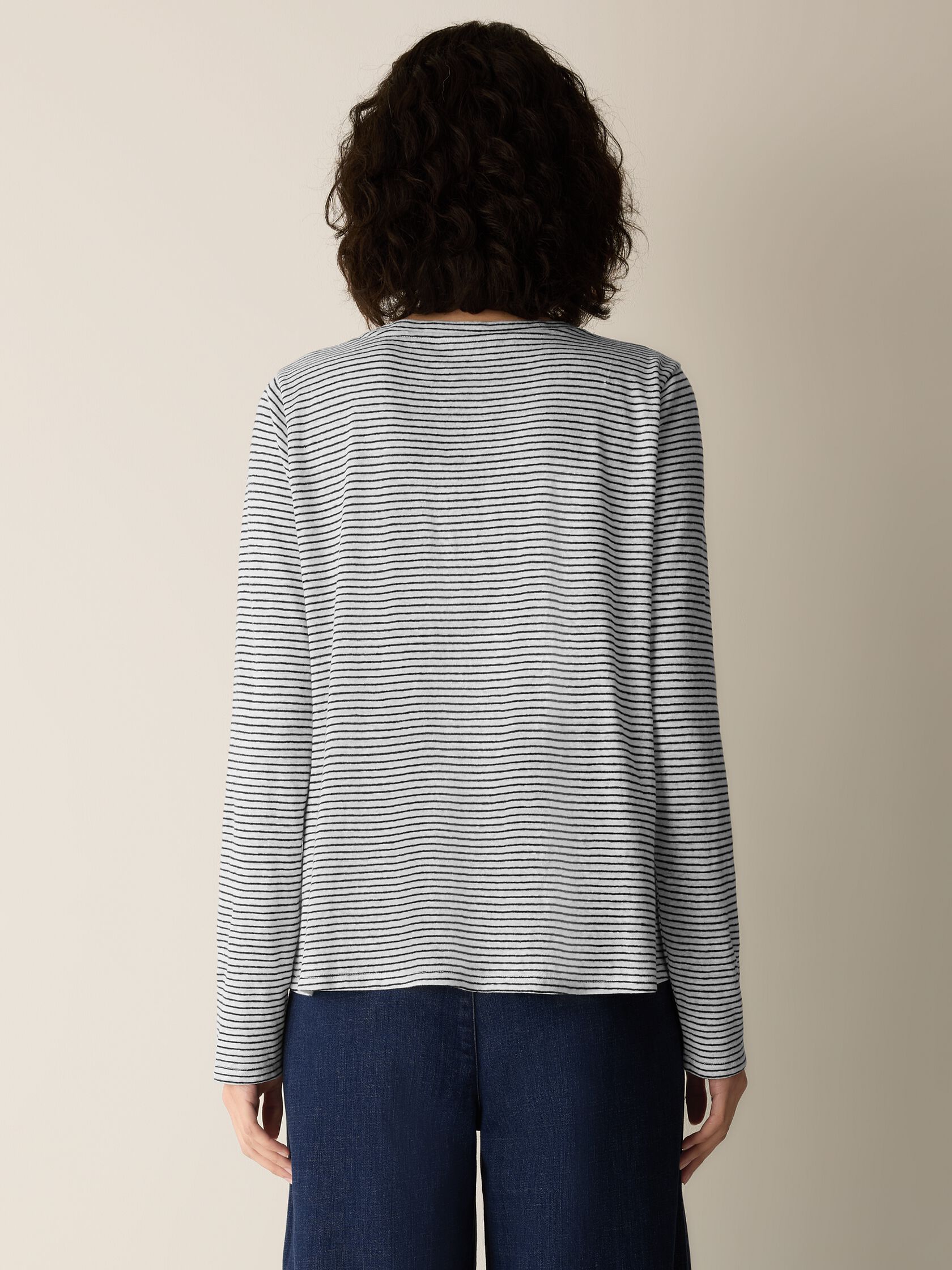 Striped Organic Linen Jersey Long-Sleeve Tee
