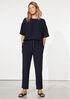 Puckered Organic Linen Jewel Neck Box-Top