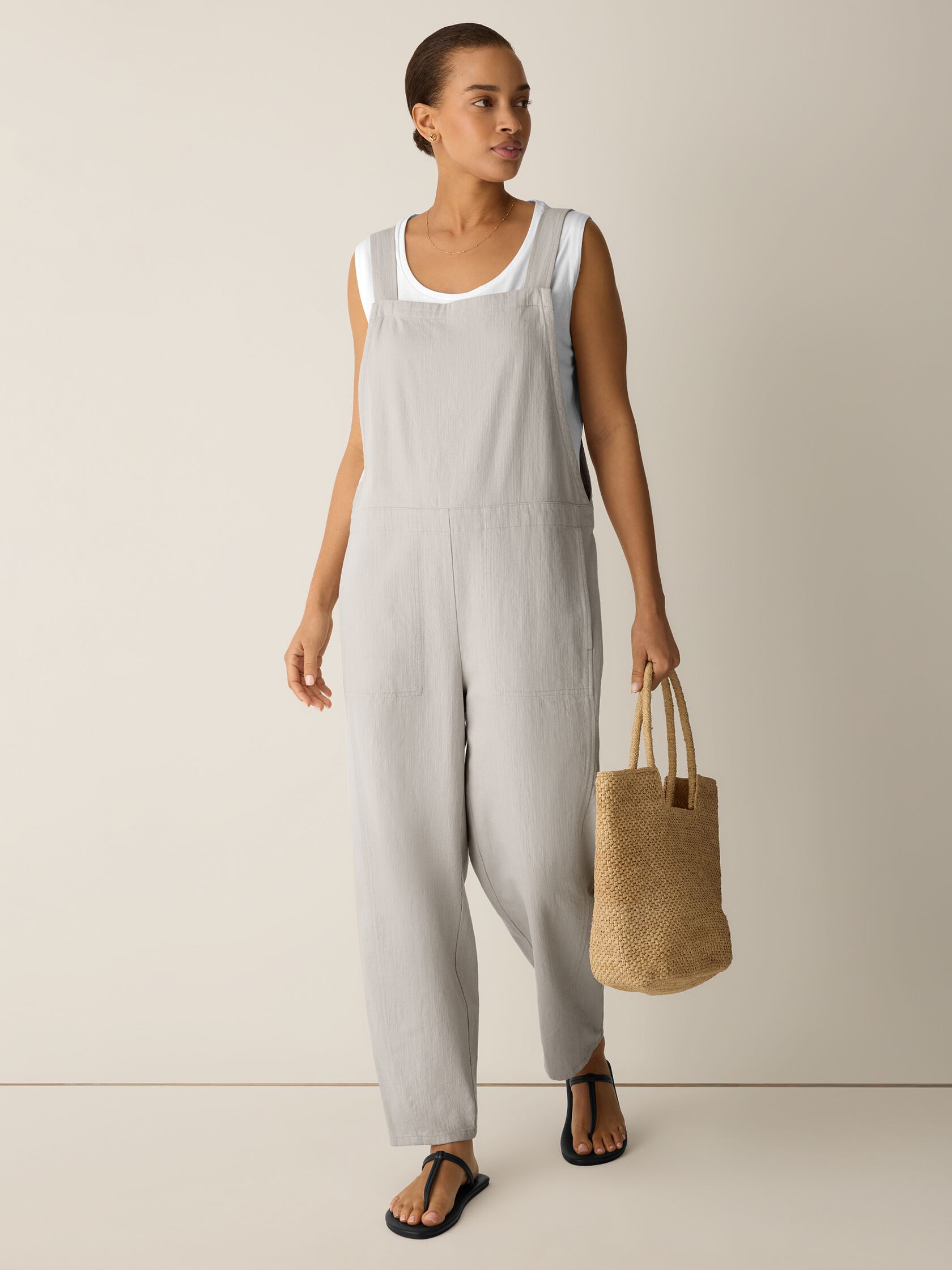 Slubby Organic Cotton Linen Overalls