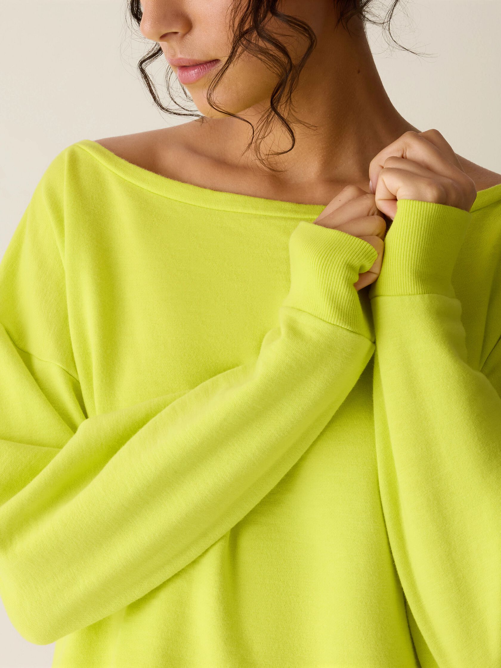 Garment-Dyed Organic Cotton Terry Bateau Neck Top