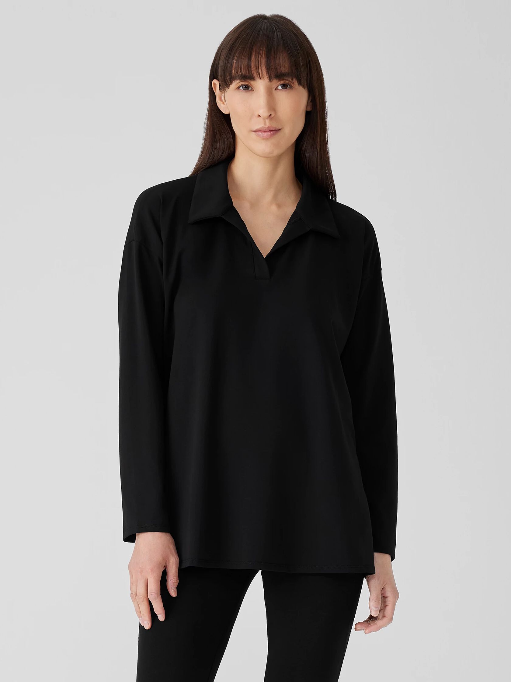 Pima Cotton Stretch Jersey Classic Collar Top