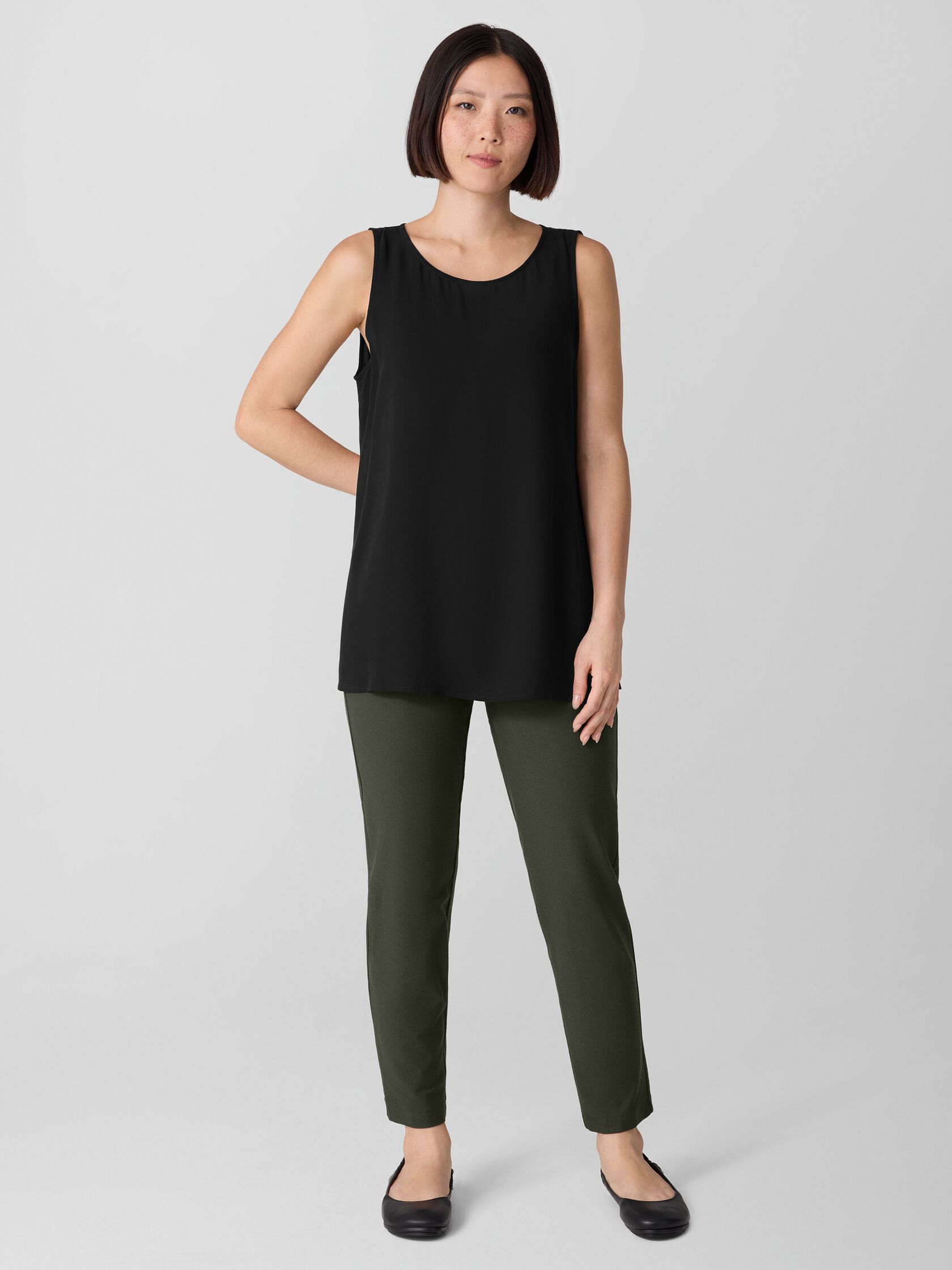 Washable Stretch Crepe Slim Pant