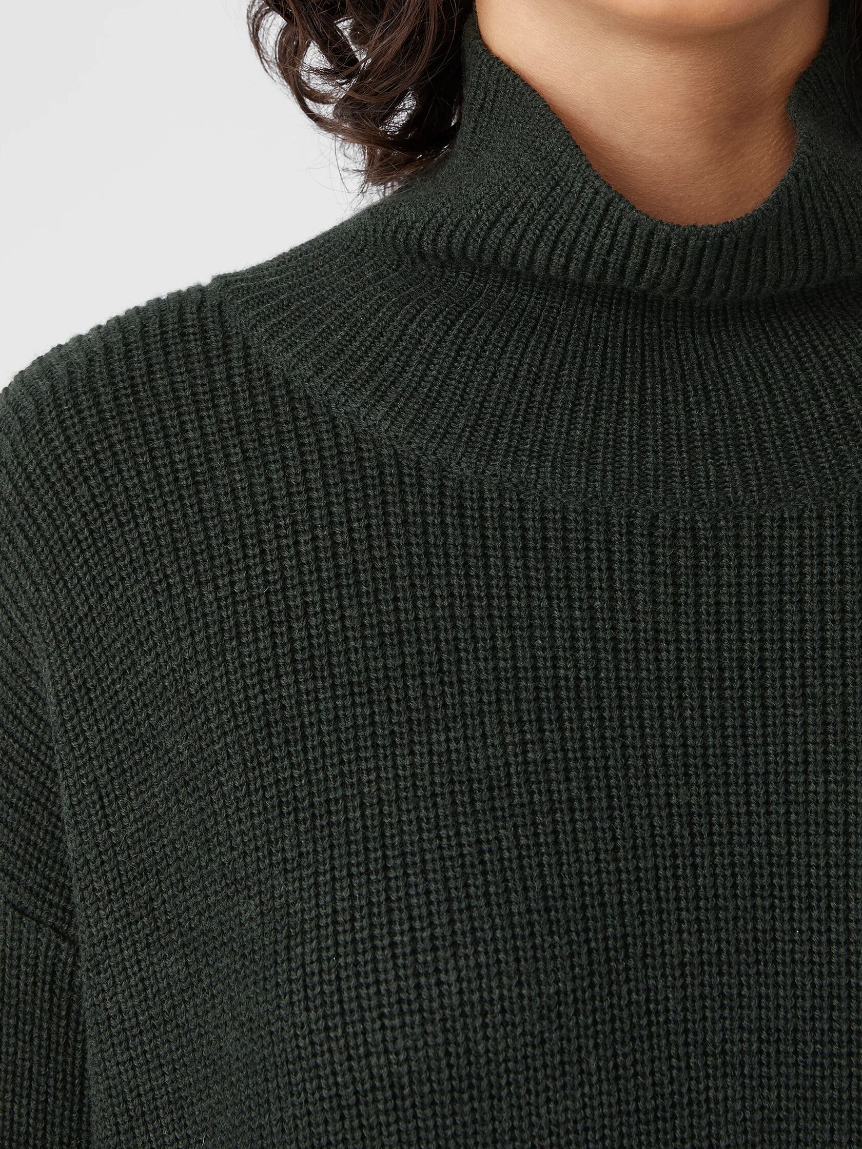 Merino Wool Turtleneck Long Top