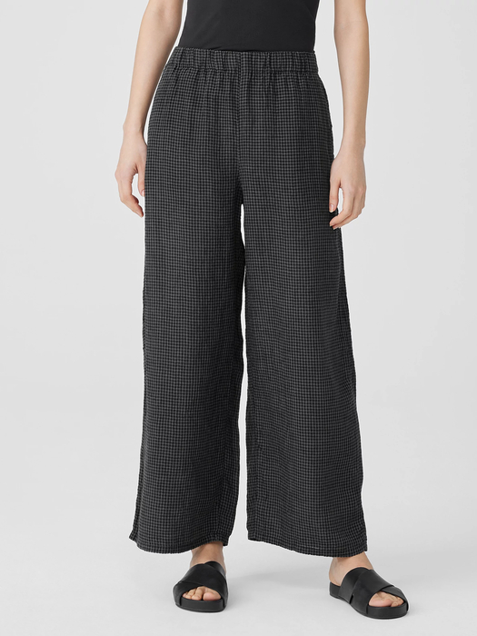 Puckered Organic Linen Wide-Leg Pant