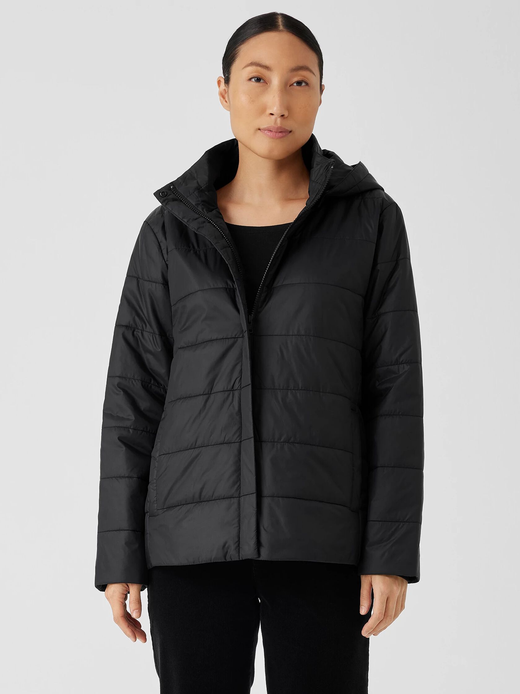 Eggshell Recycled Nylon Short Coat