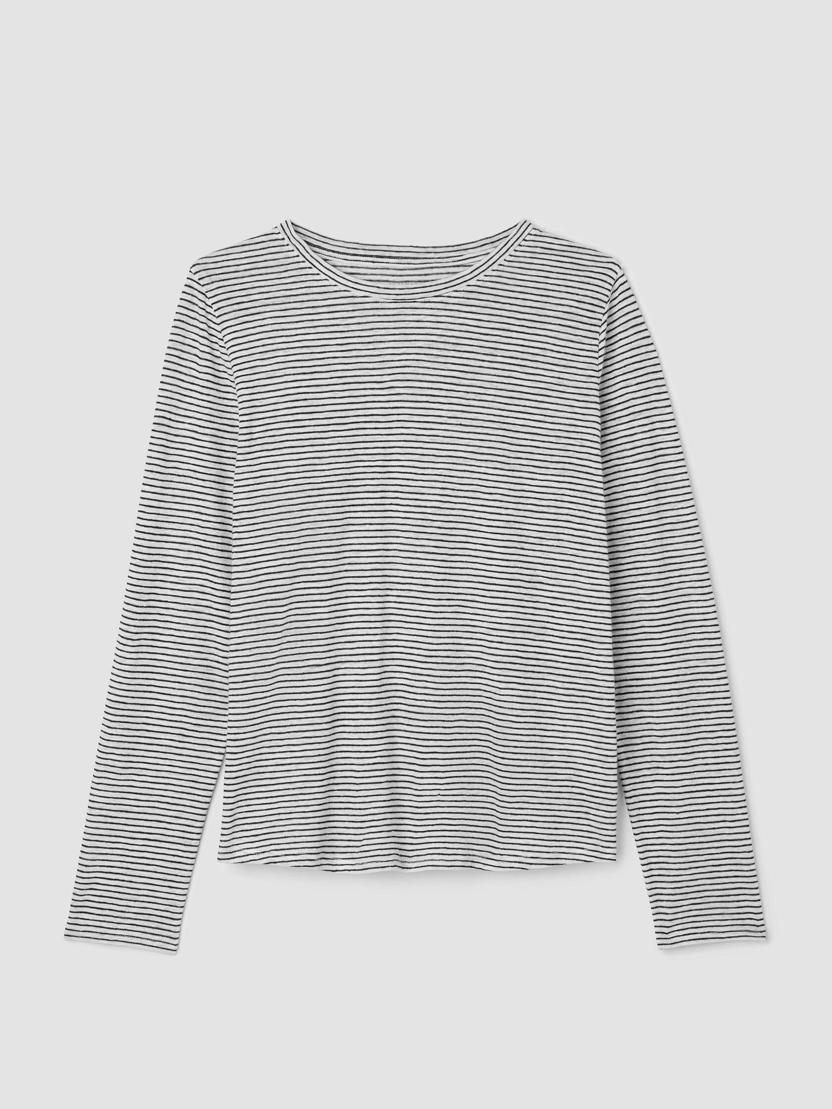 Striped Organic Linen Jersey Long-Sleeve Tee