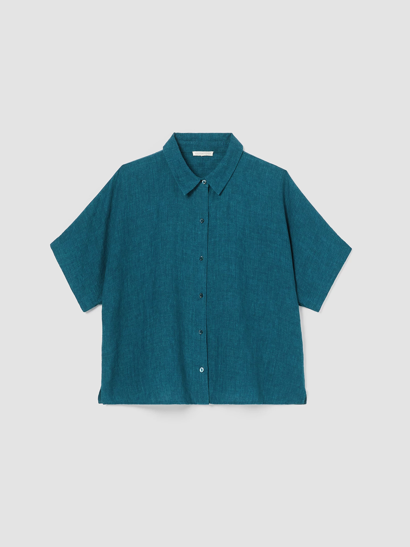 Washed Organic Linen Delave Short-Sleeve Shirt
