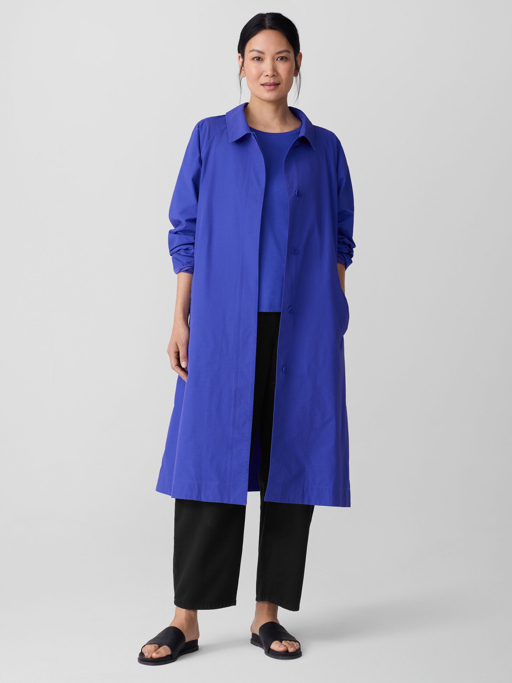 Light Cotton Nylon Classic Collar Coat