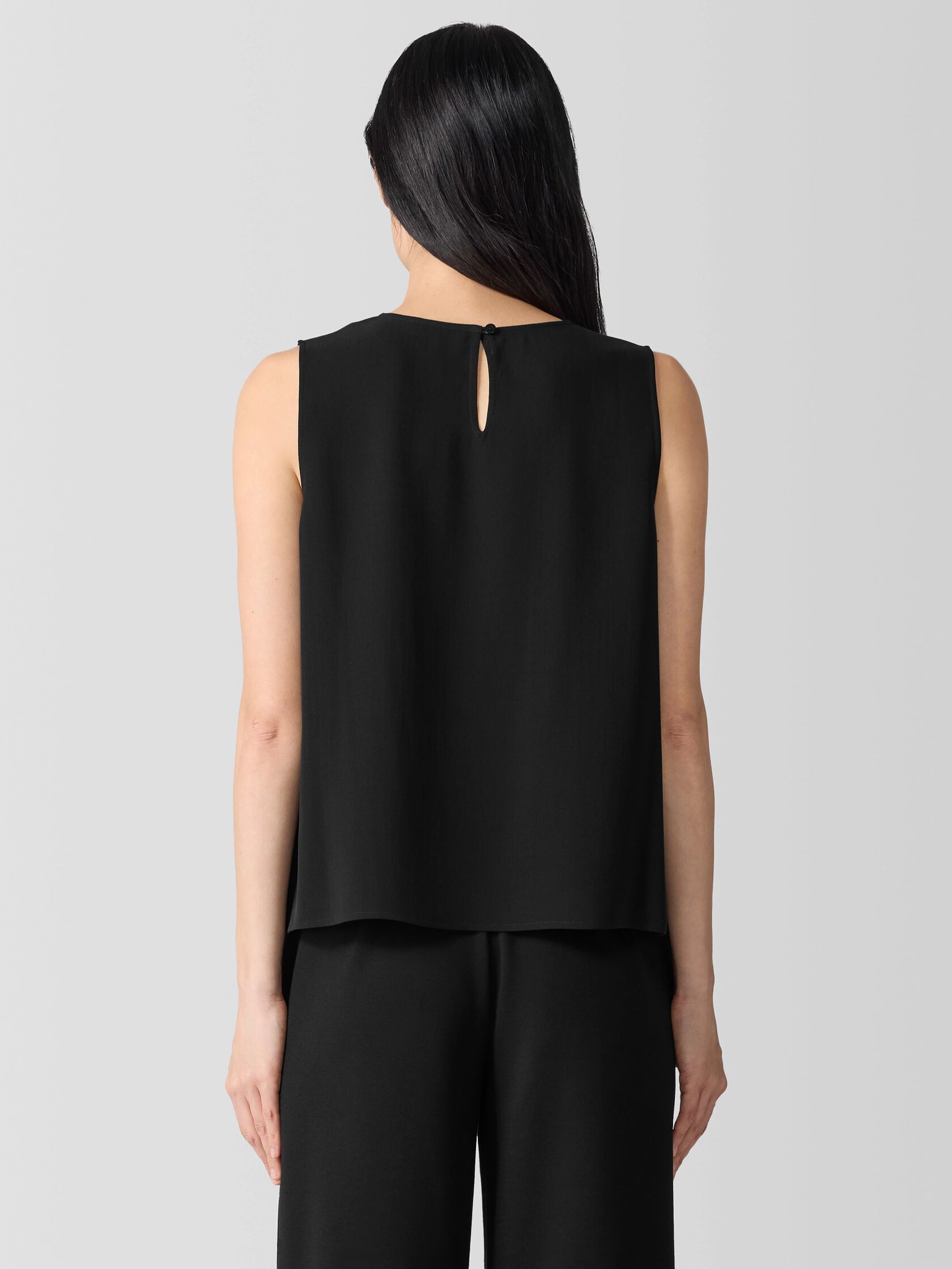 Silk Georgette Crepe Round Neck Tank