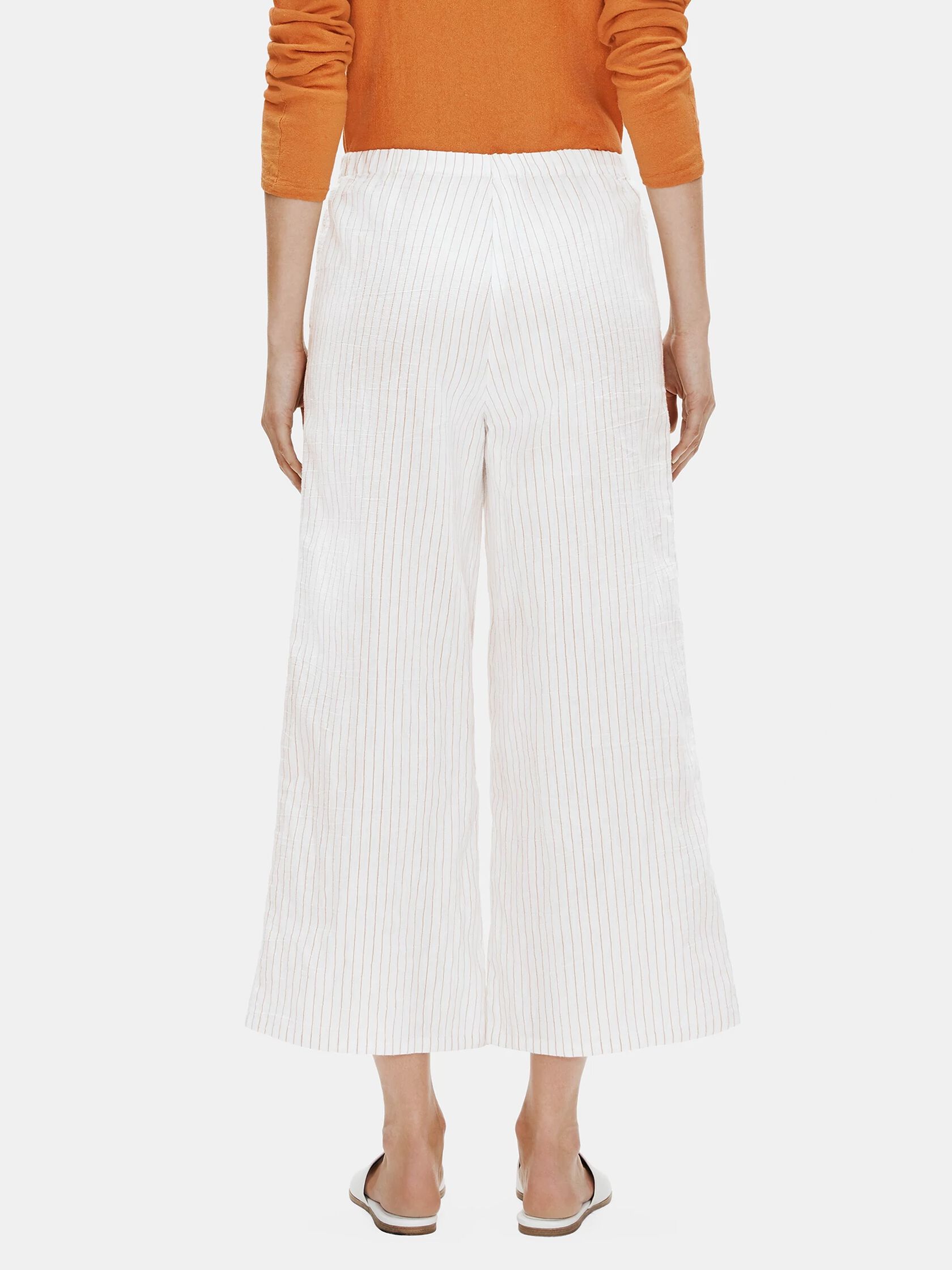 Organic Linen Cotton Striped Wide-Leg Pant