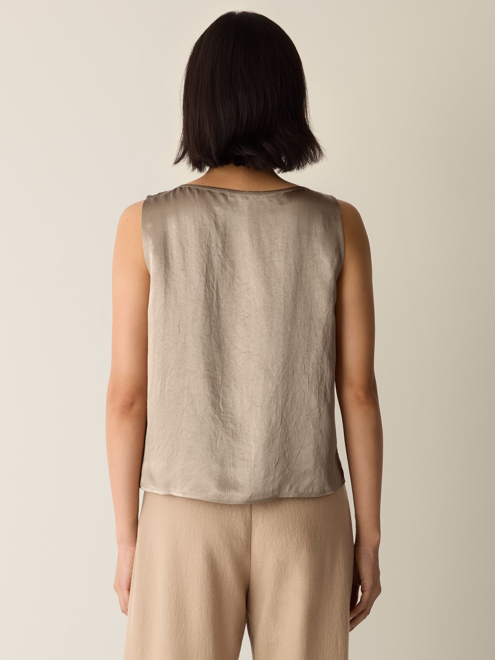Textured Satin Ballet Neck Tank
