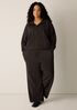 Waffle Cotton Blend Doubleknit High Collar Henley Top