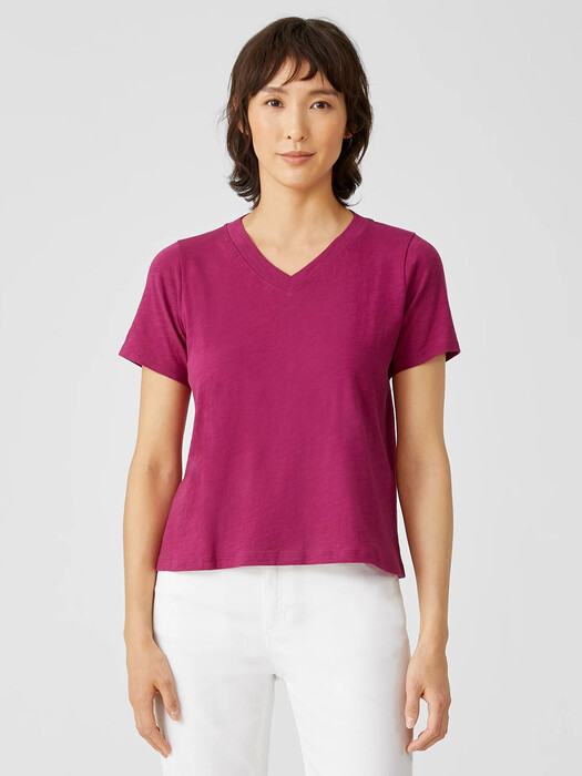 Organic Cotton Slub V-Neck Tee