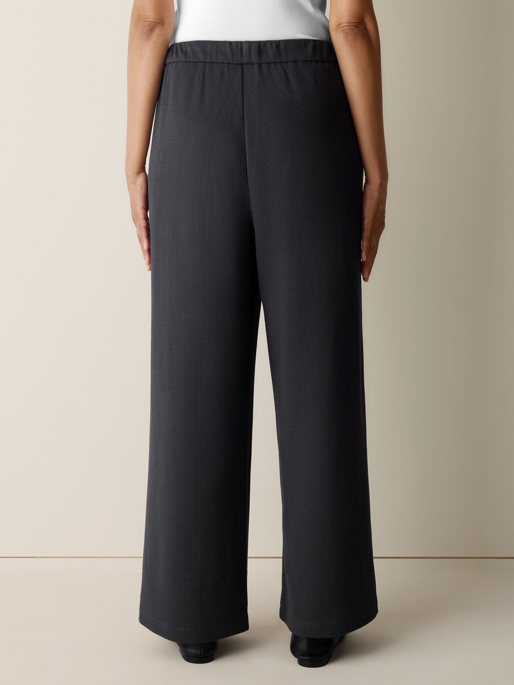 Waffle Cotton Blend Doubleknit Wide-Leg Pant
