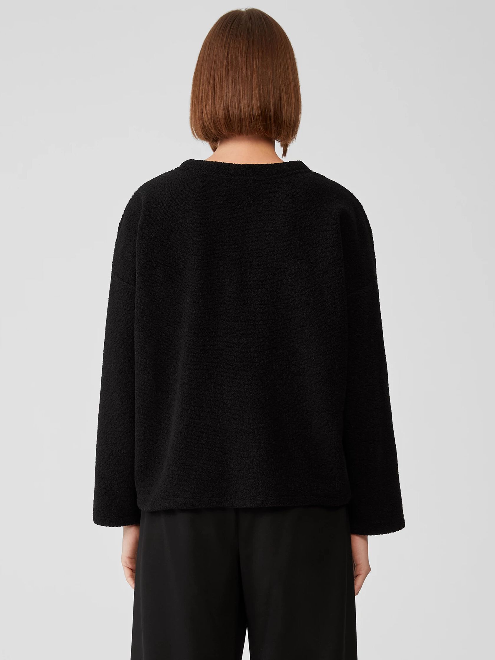 Boucle Wool Knit Crew Neck Box-Top