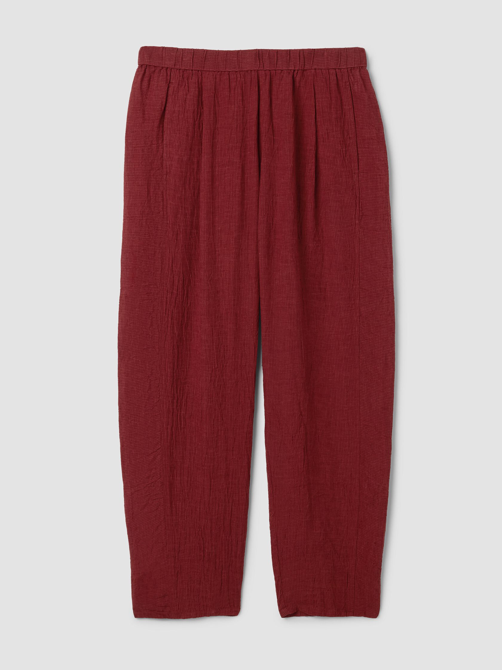 Puckered Organic Linen Stripe Lantern Pant