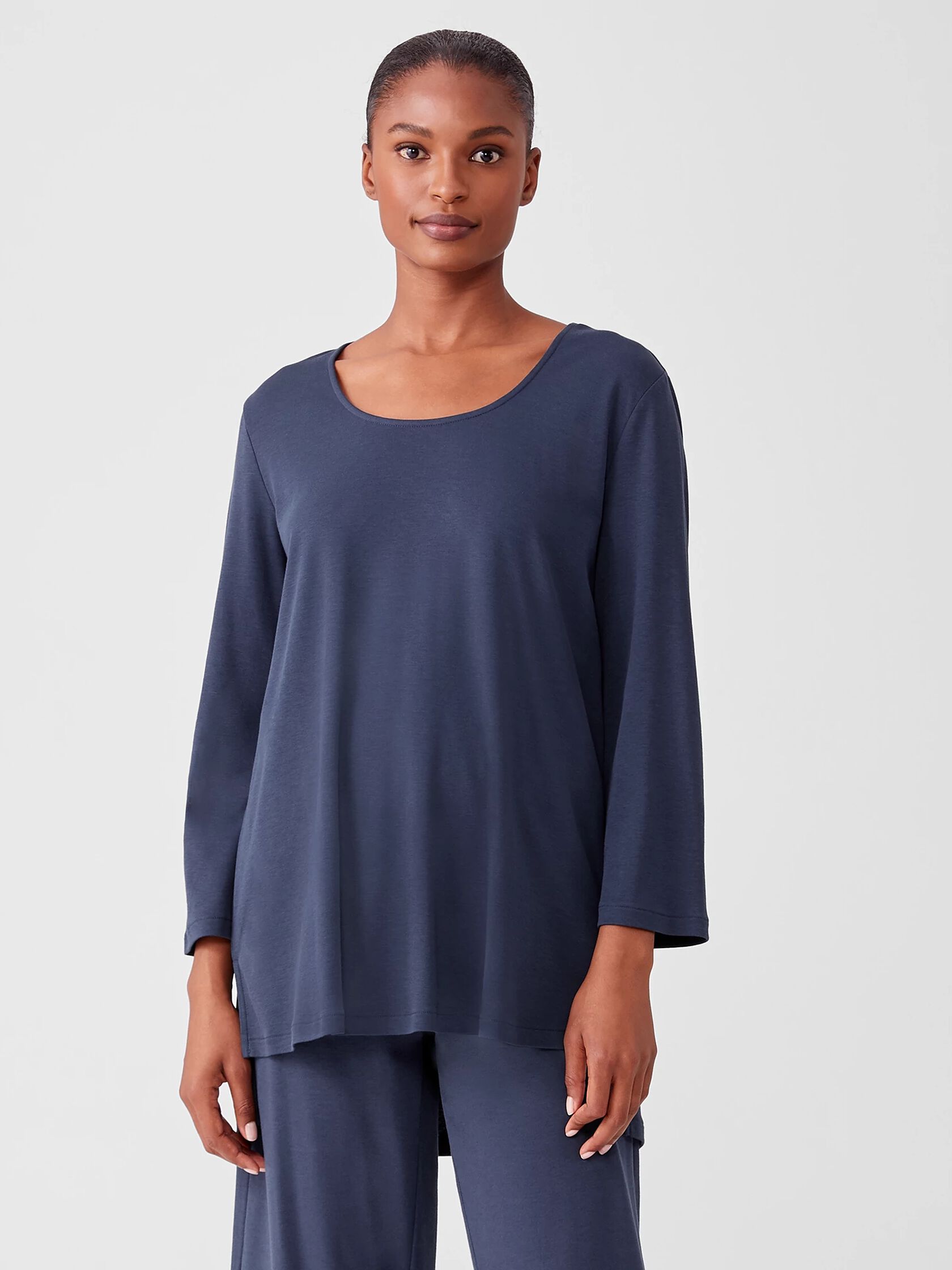 Cozy Organic Cotton Interlock U-Neck Top