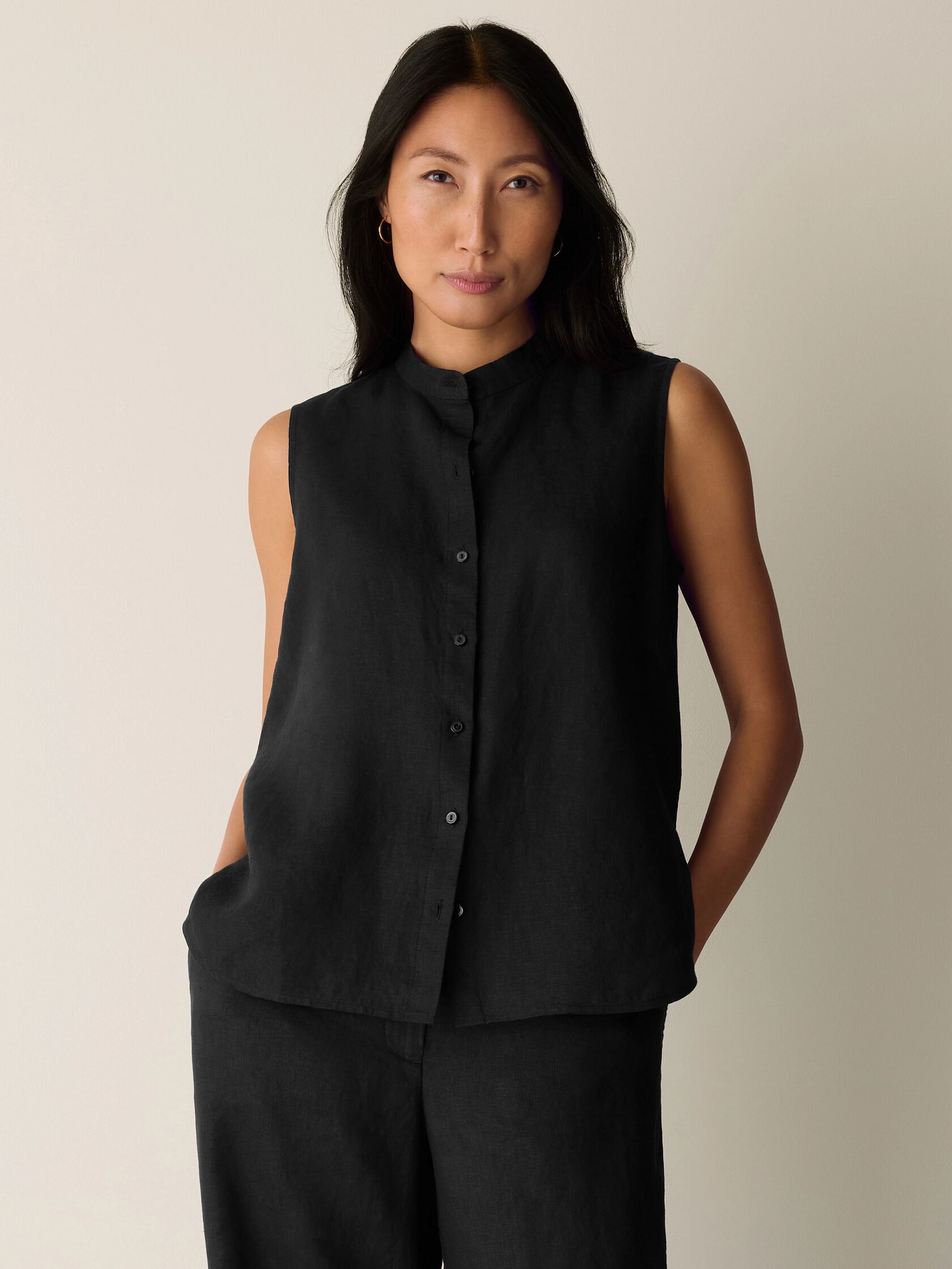 Organic Handkerchief Linen Sleeveless Shirt