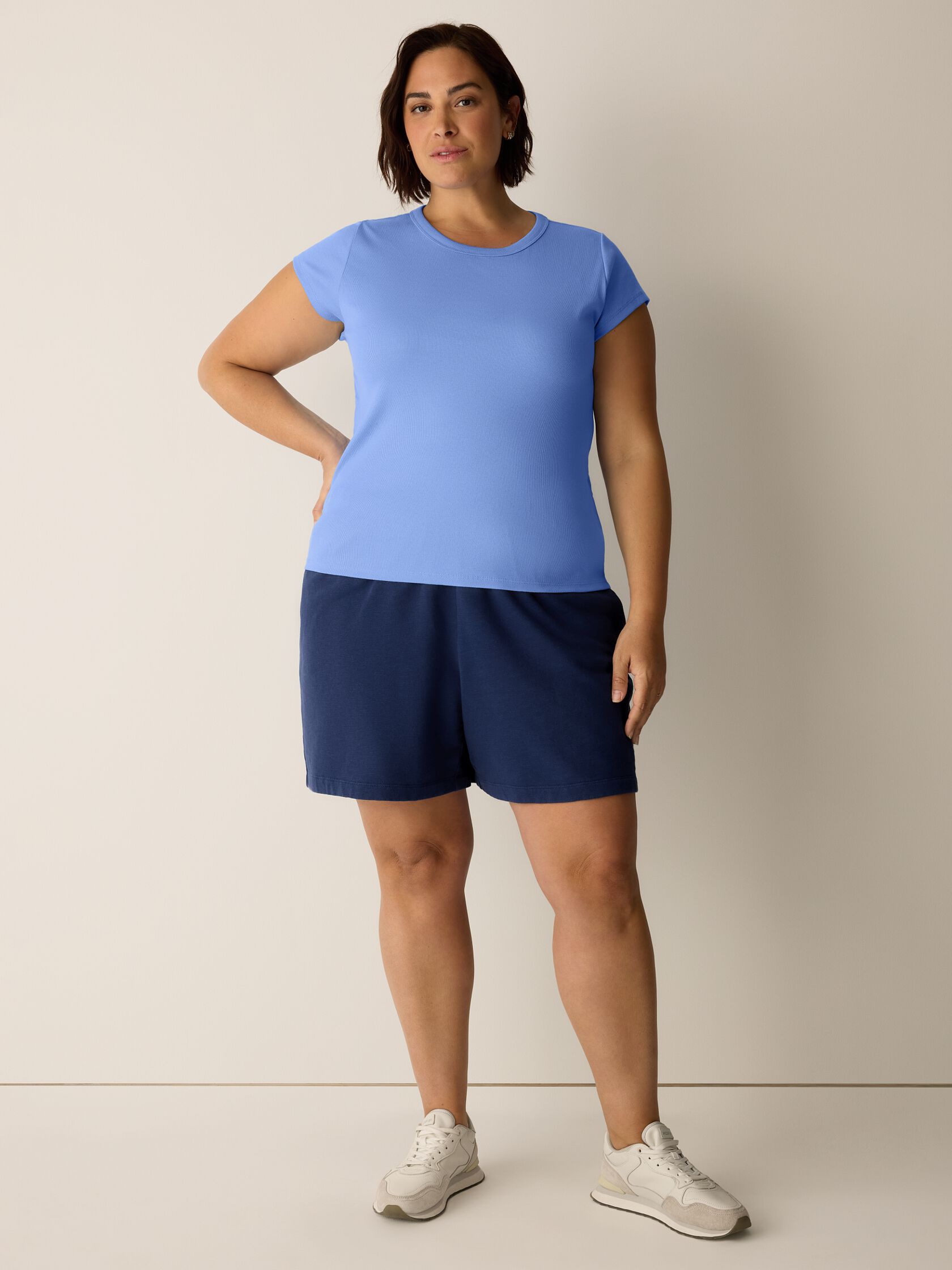 Organic Cotton Stretch Rib Crew Neck Tee