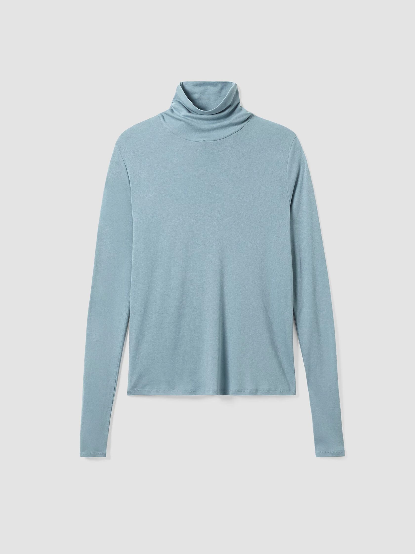 Ribbed Pima Cotton Blend Turtleneck Top