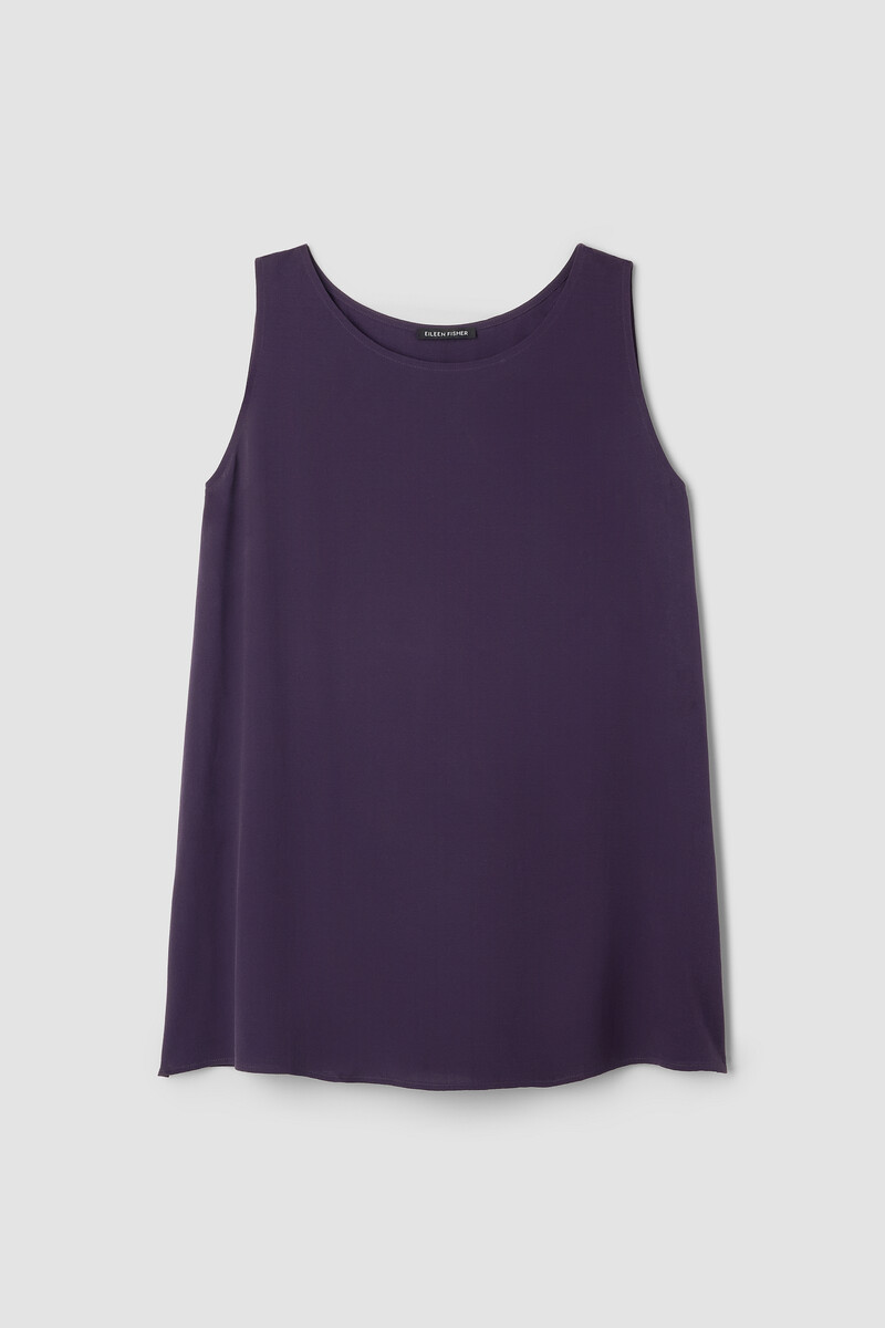 Silk Georgette Crepe Ballet Neck Long Tank Silk Georgette Crepe Ballet Neck Long Tank